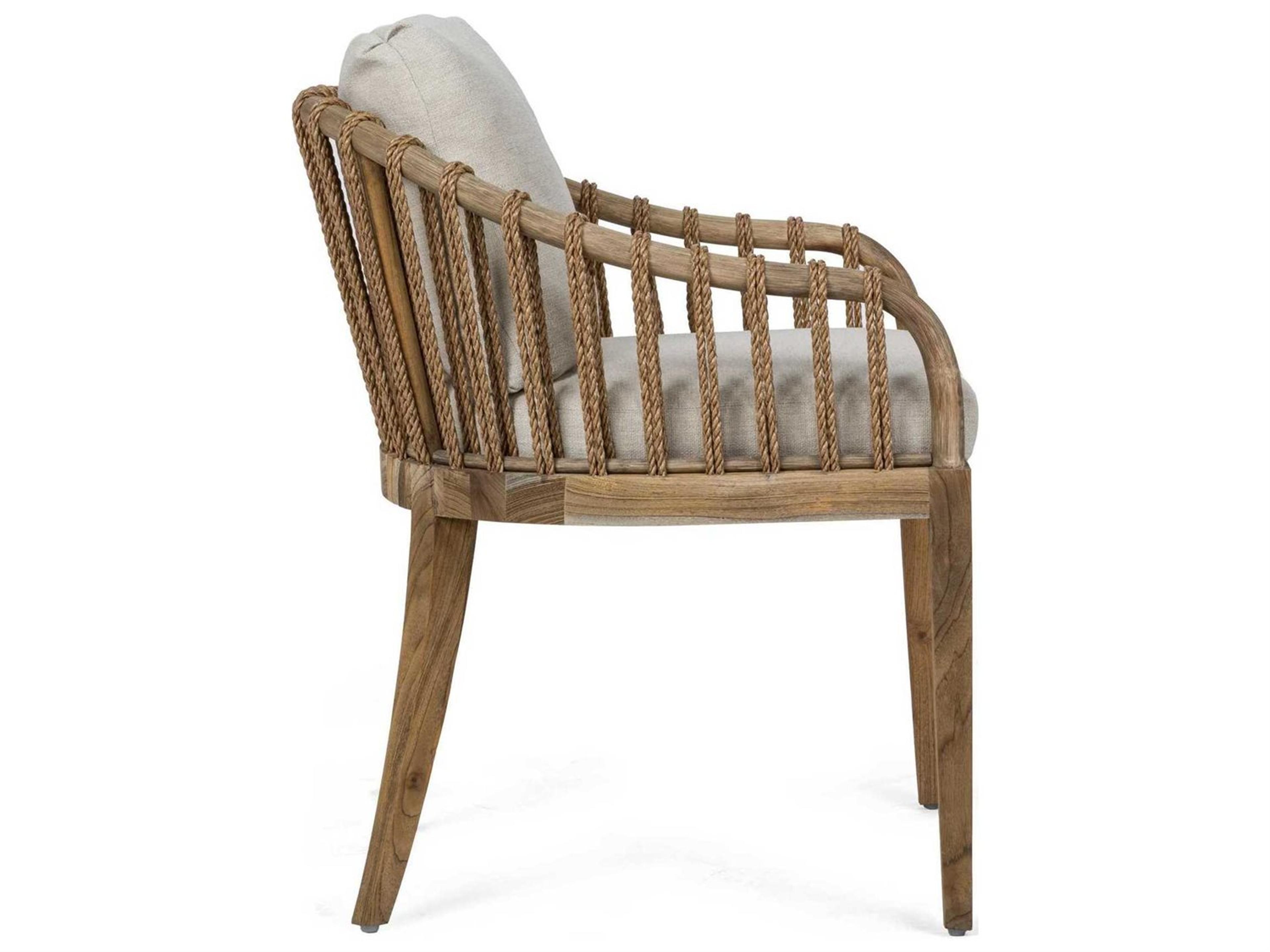 Brownstone Tulum Rattan Beige Upholstered Arm Dining Chair
