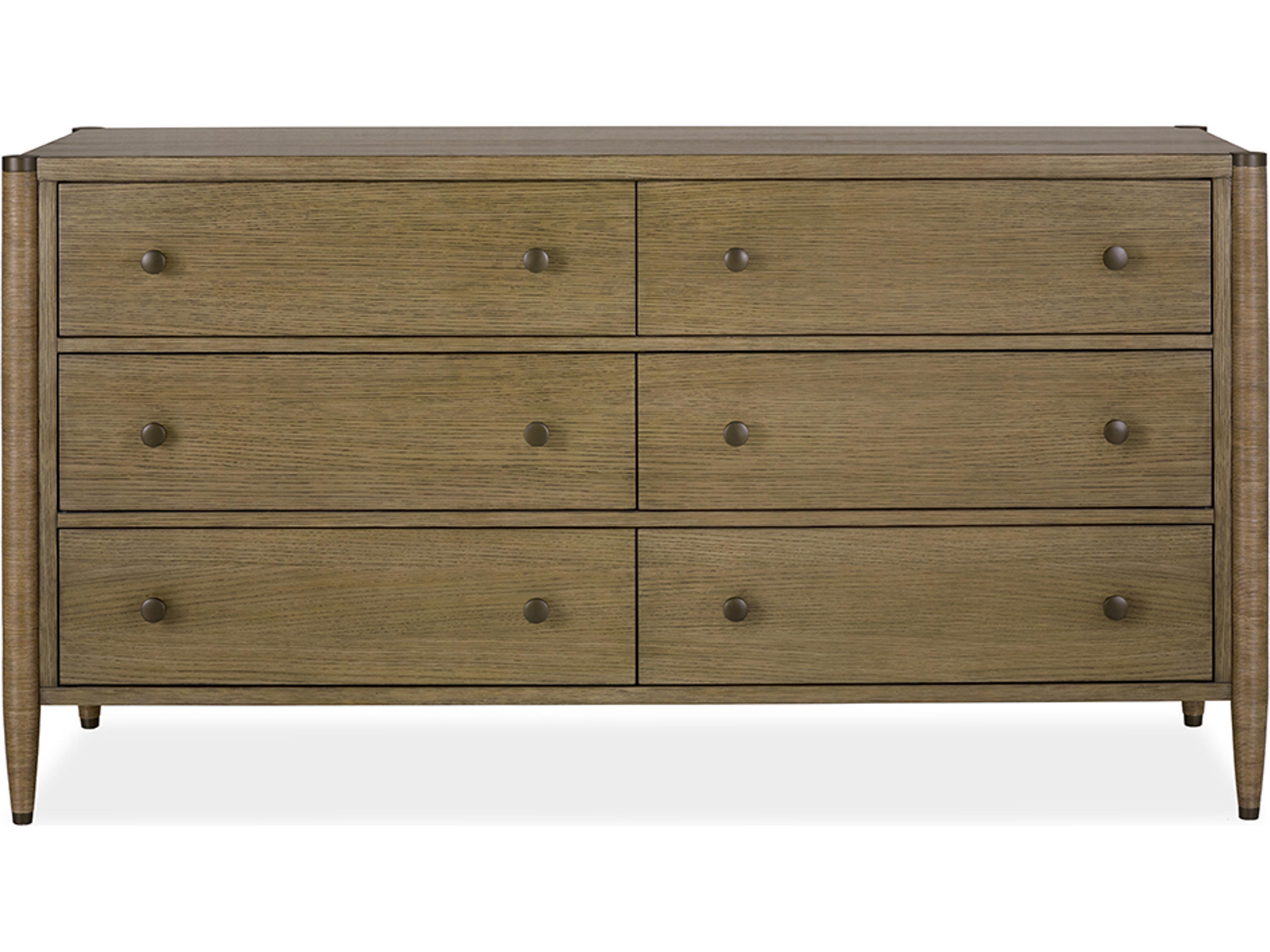 Brownstone Vincent 6-Drawers Brown Oak Wood Double Dresser