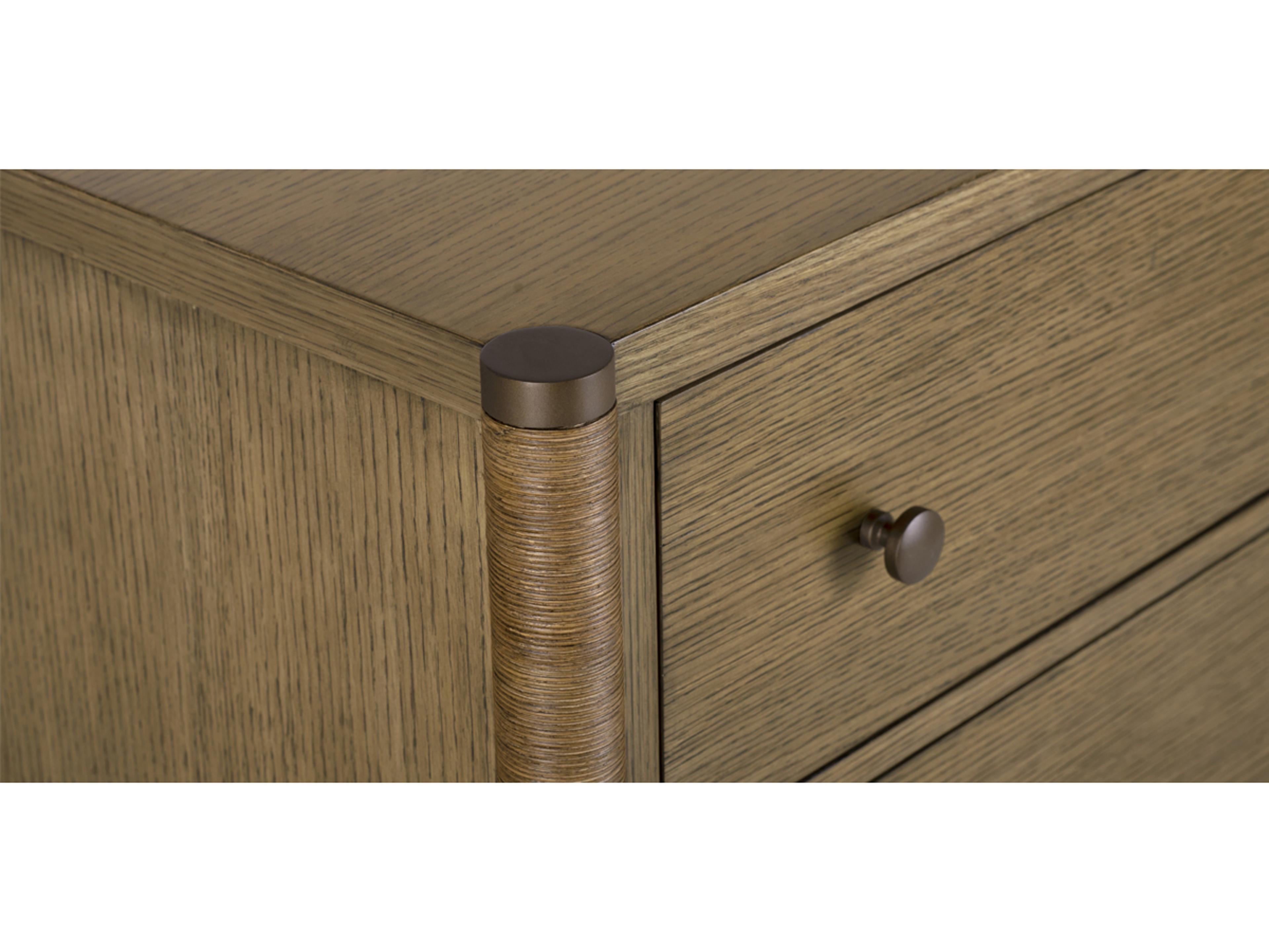 Brownstone Vincent 6-Drawers Brown Oak Wood Double Dresser