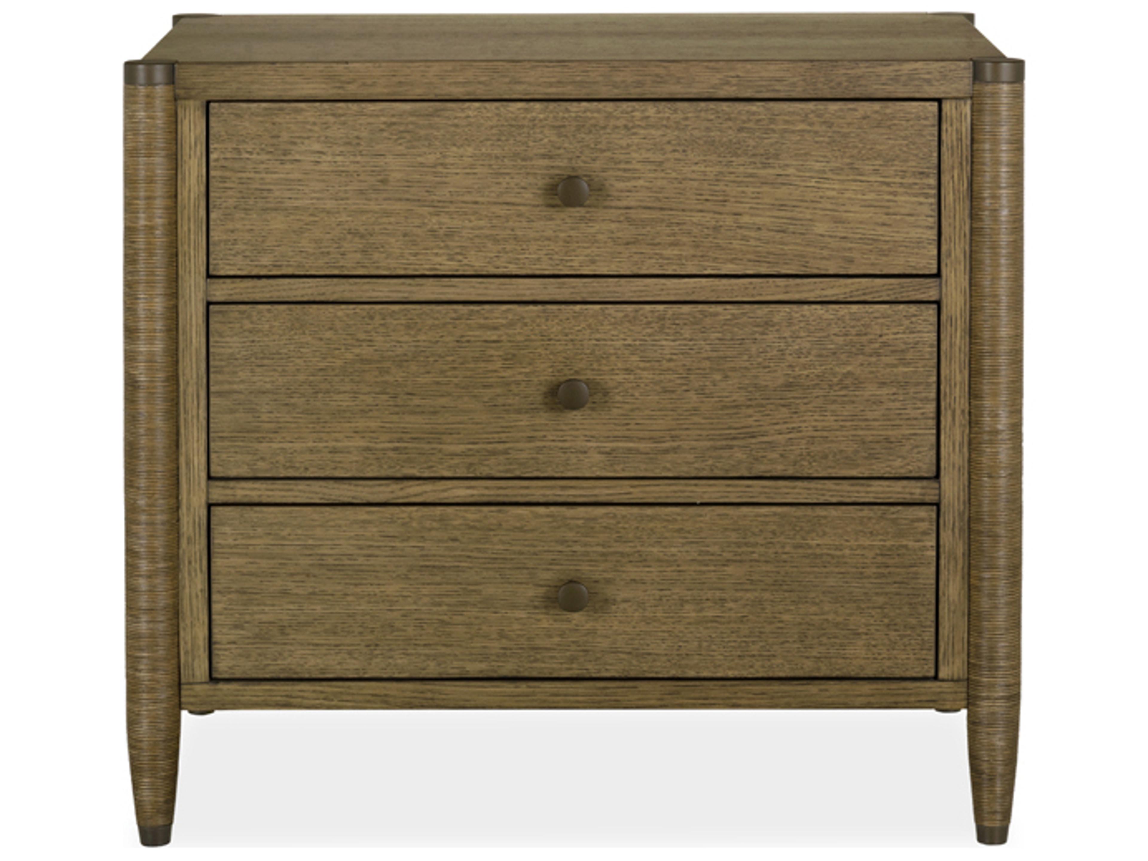 Brownstone Vincent 3-Drawers Brown Oak Wood Nightstand