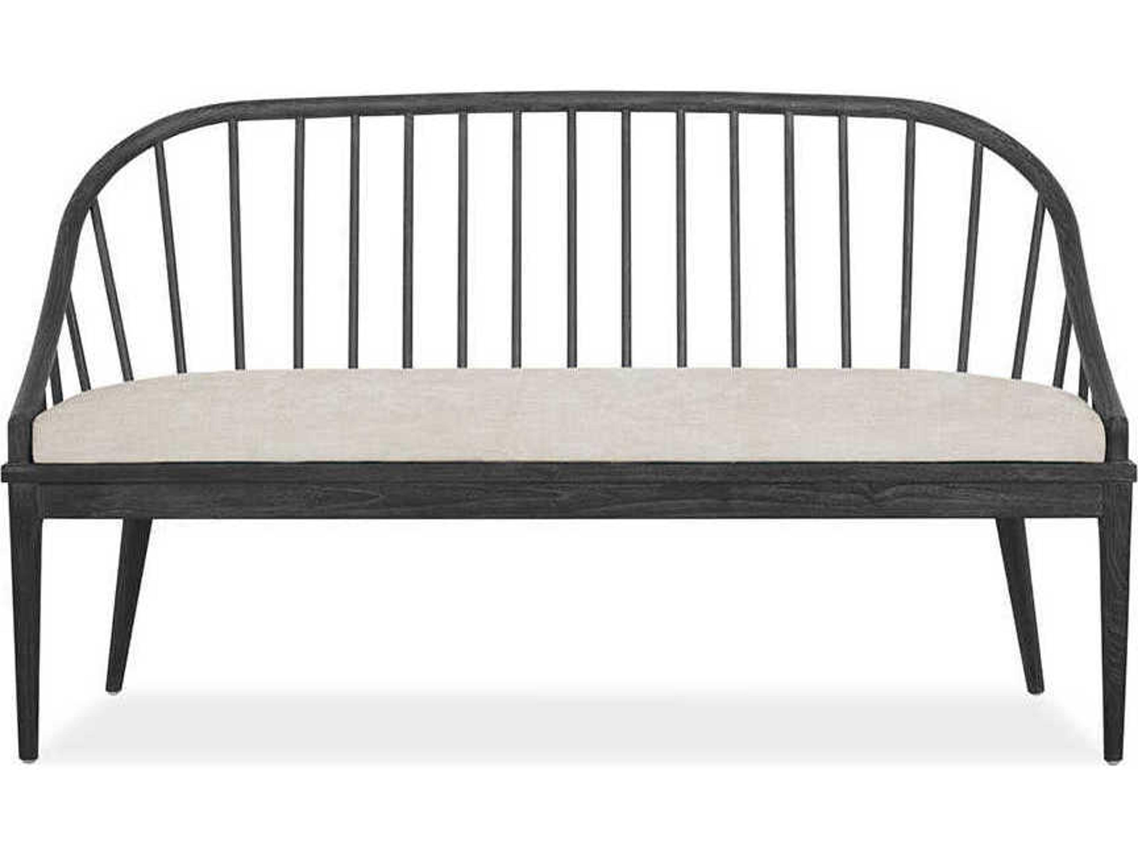 Wallace Crypton Beach Mink Black Upholstered Accent Bench