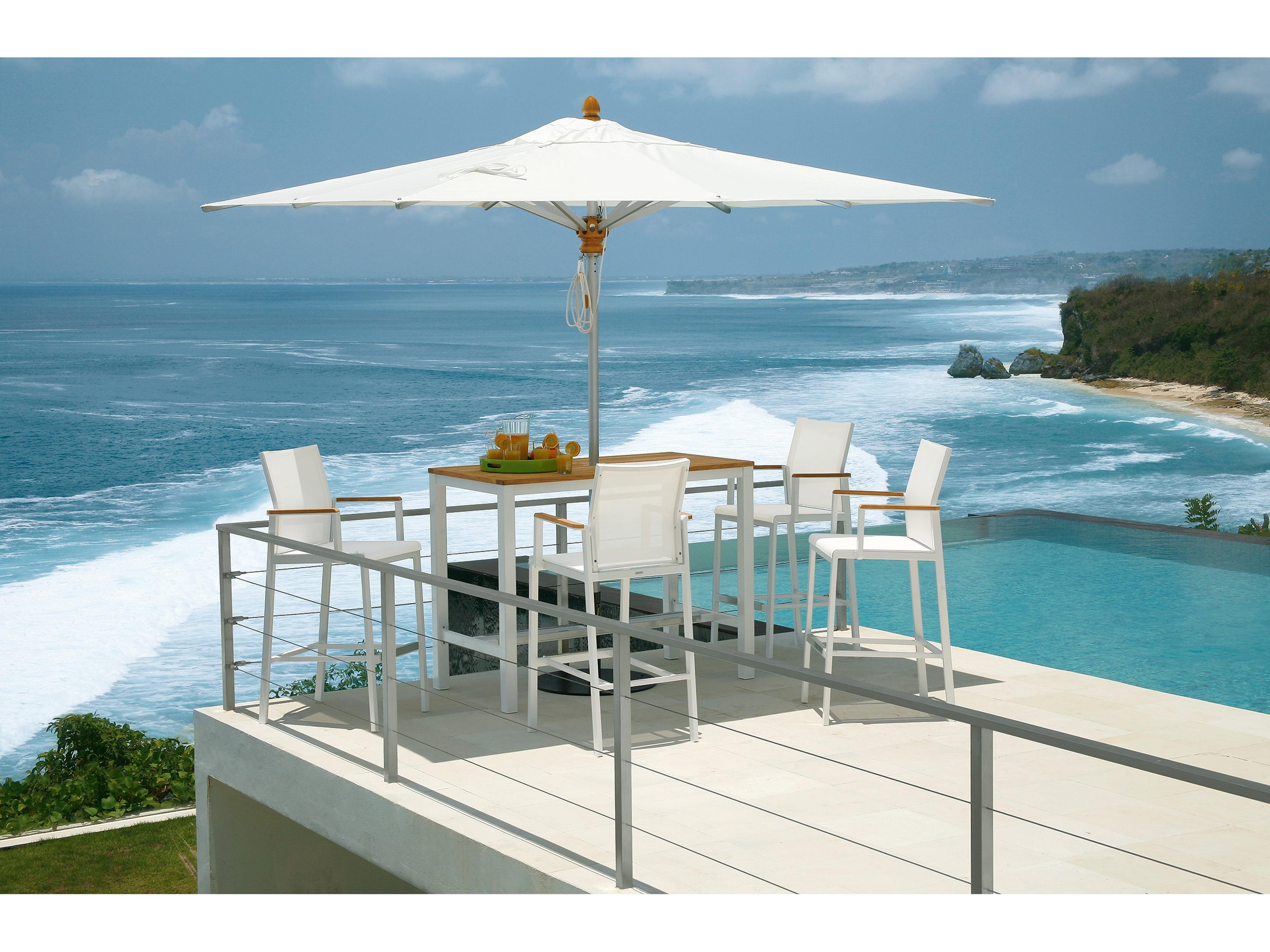 Barlow Tyrie Aura Bar Stool - Arctic White Aluminum - Pearl Textilene Sling