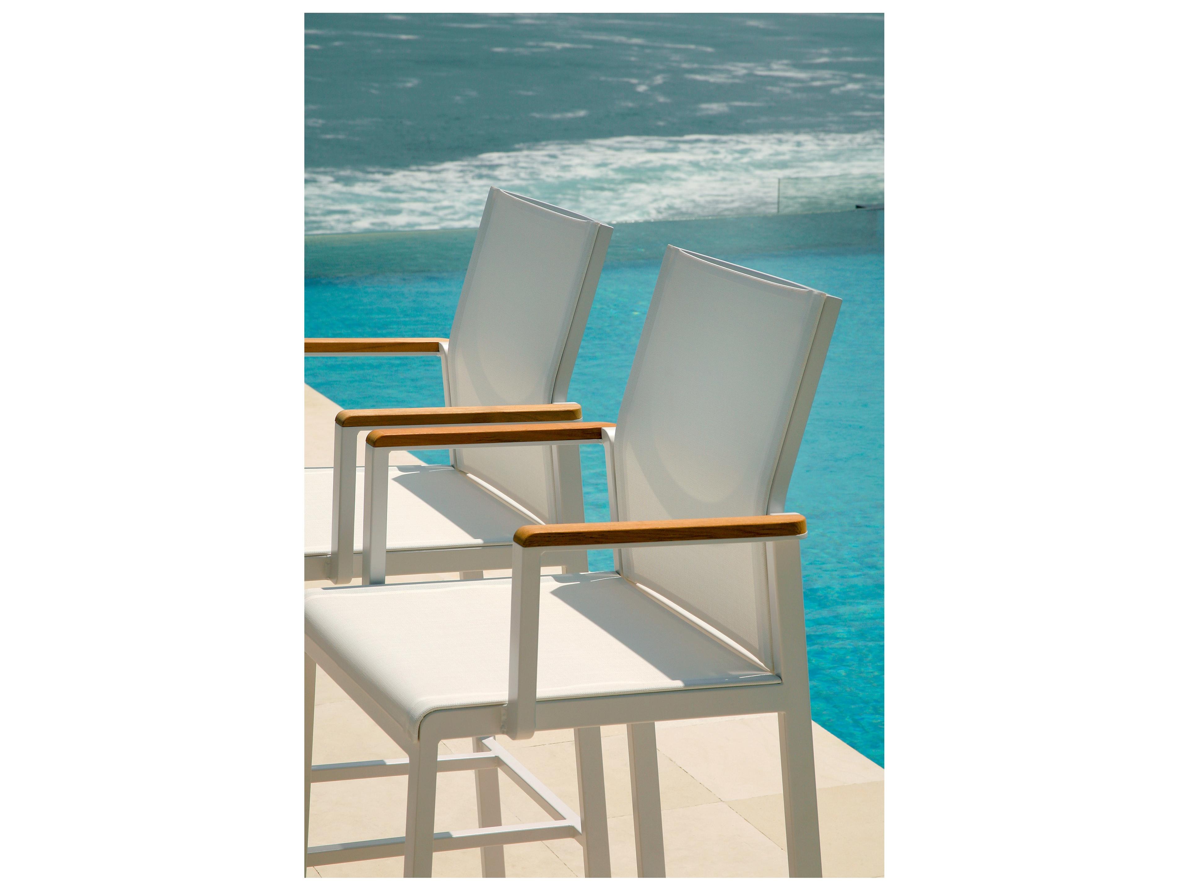 Barlow Tyrie Aura Bar Stool - Arctic White Aluminum - Pearl Textilene Sling