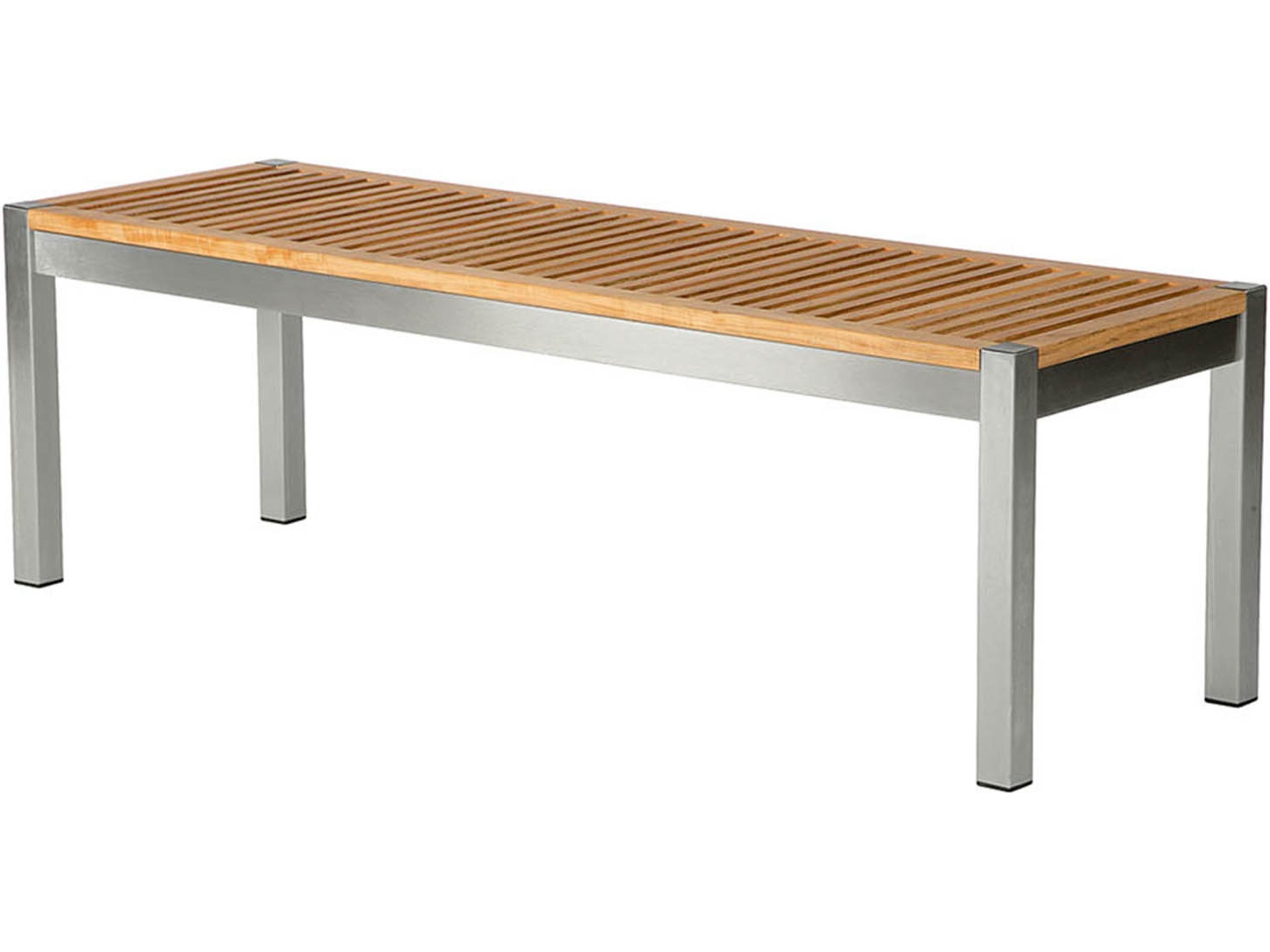 Equinox Bench - Natural Teak Seat - Silver Frame