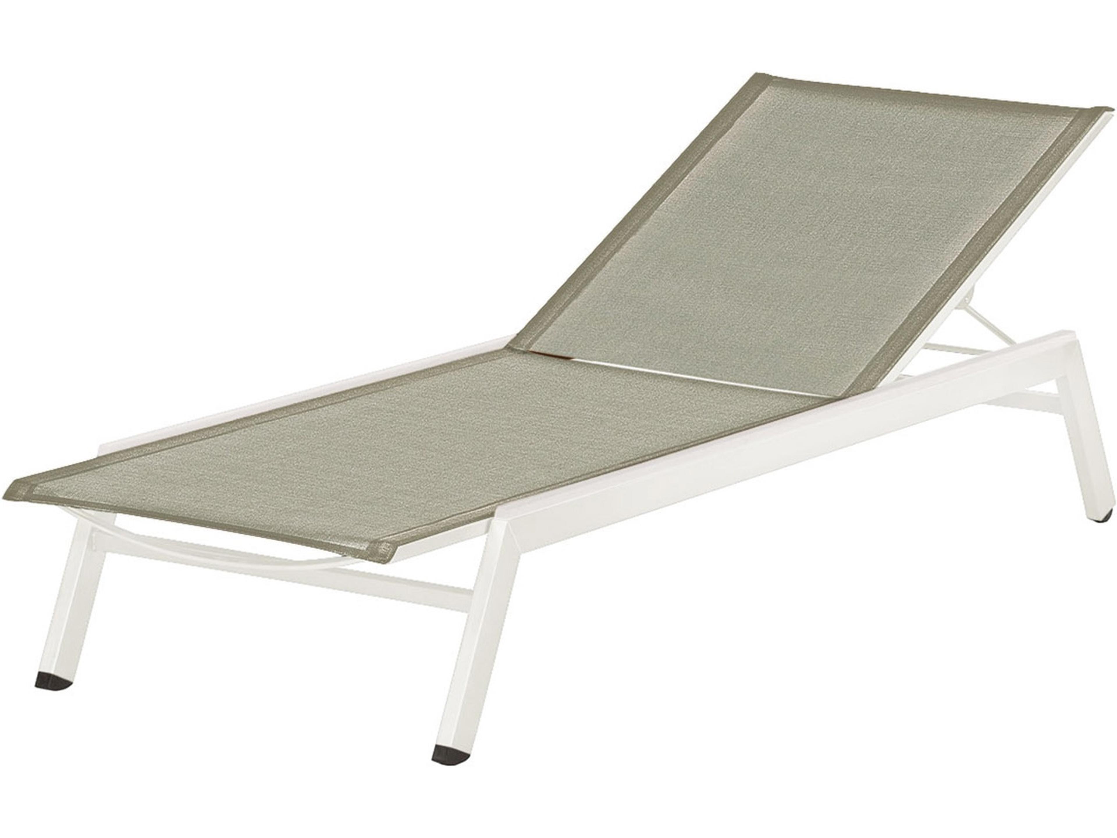 Equinox Lounger - Arctic White Powder Coated Stainless Steel Frame - Seagull Sunbrella Sling