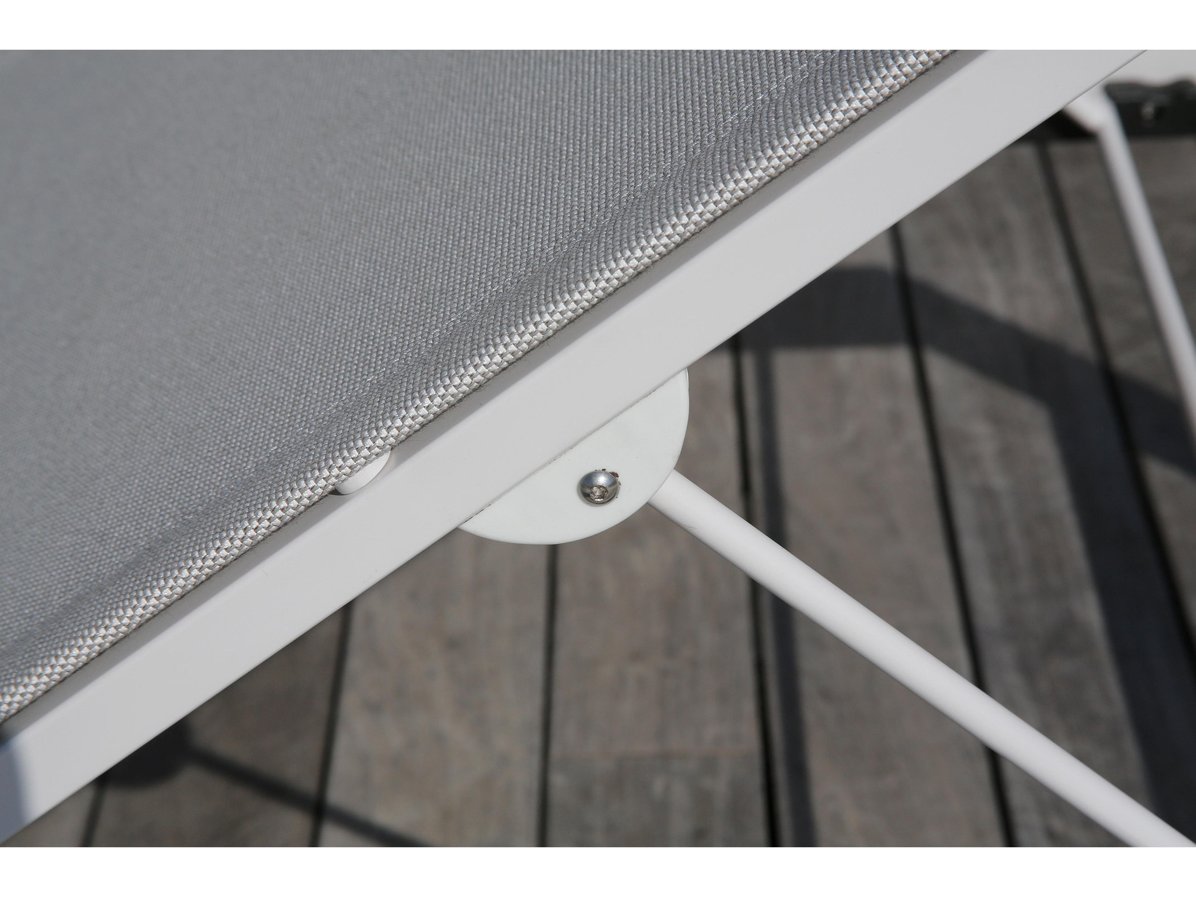 Barlow Tyrie Equinox Lounger - Arctic White Powder Coated Stainless Steel Frame - Seagull Sunbrella Sling