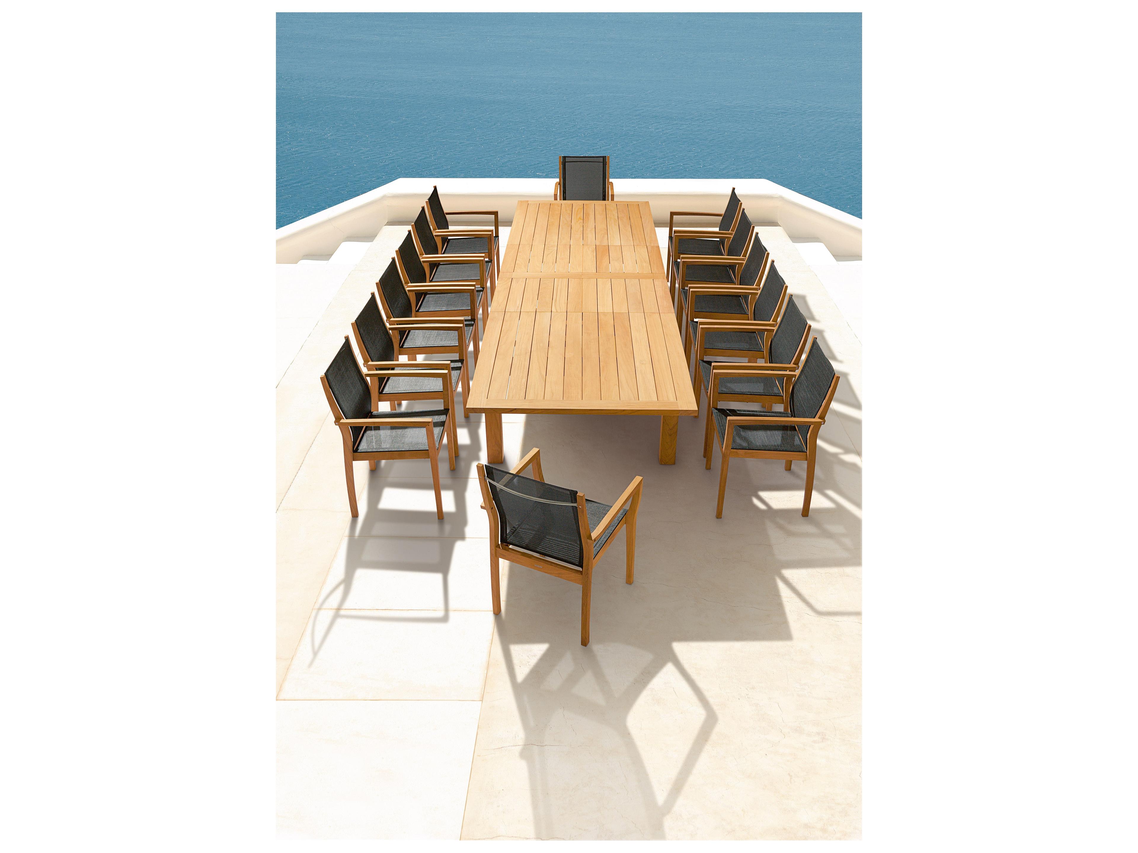 Barlow Tyrie Horizon Dining Arm Chair - Natural Teak Frame - Charcoal Textilene Sling