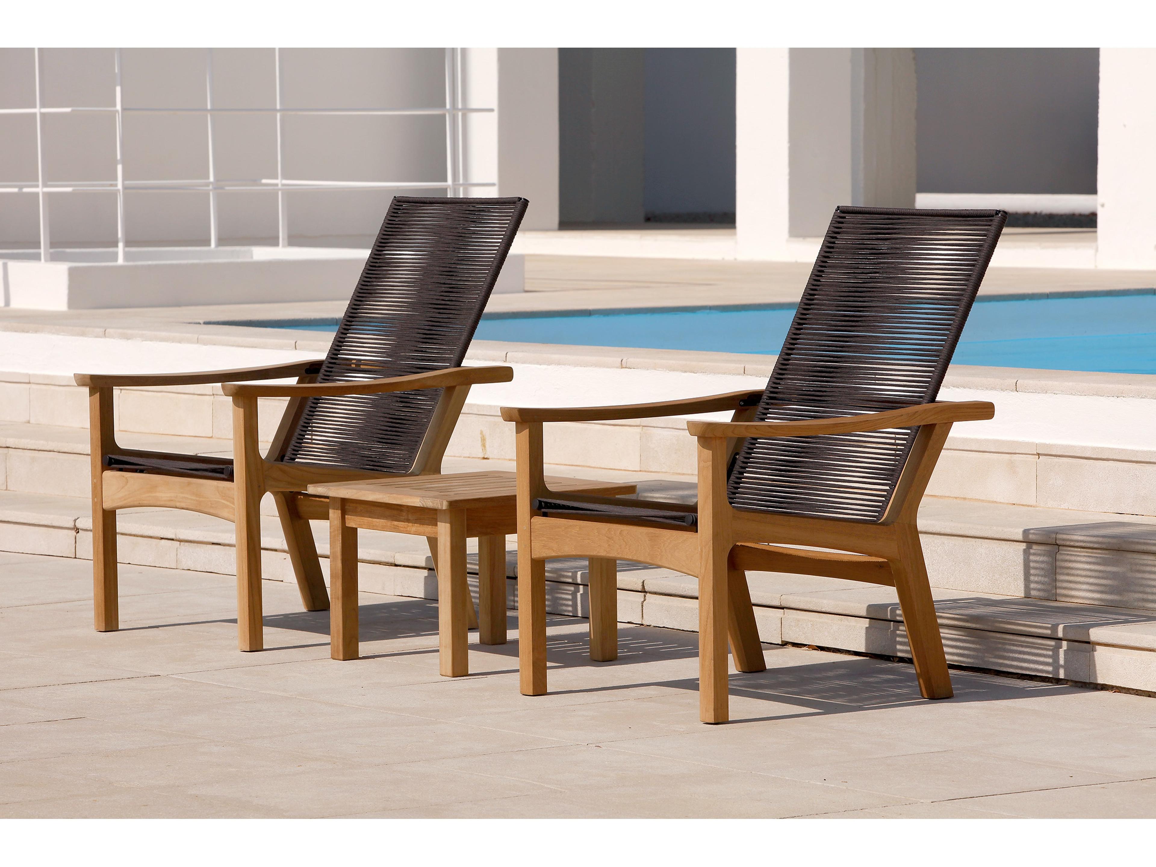 Barlow Tyrie Monterey Deep Seating Armchair - Natural Teak Frame - Brown Braided Cord