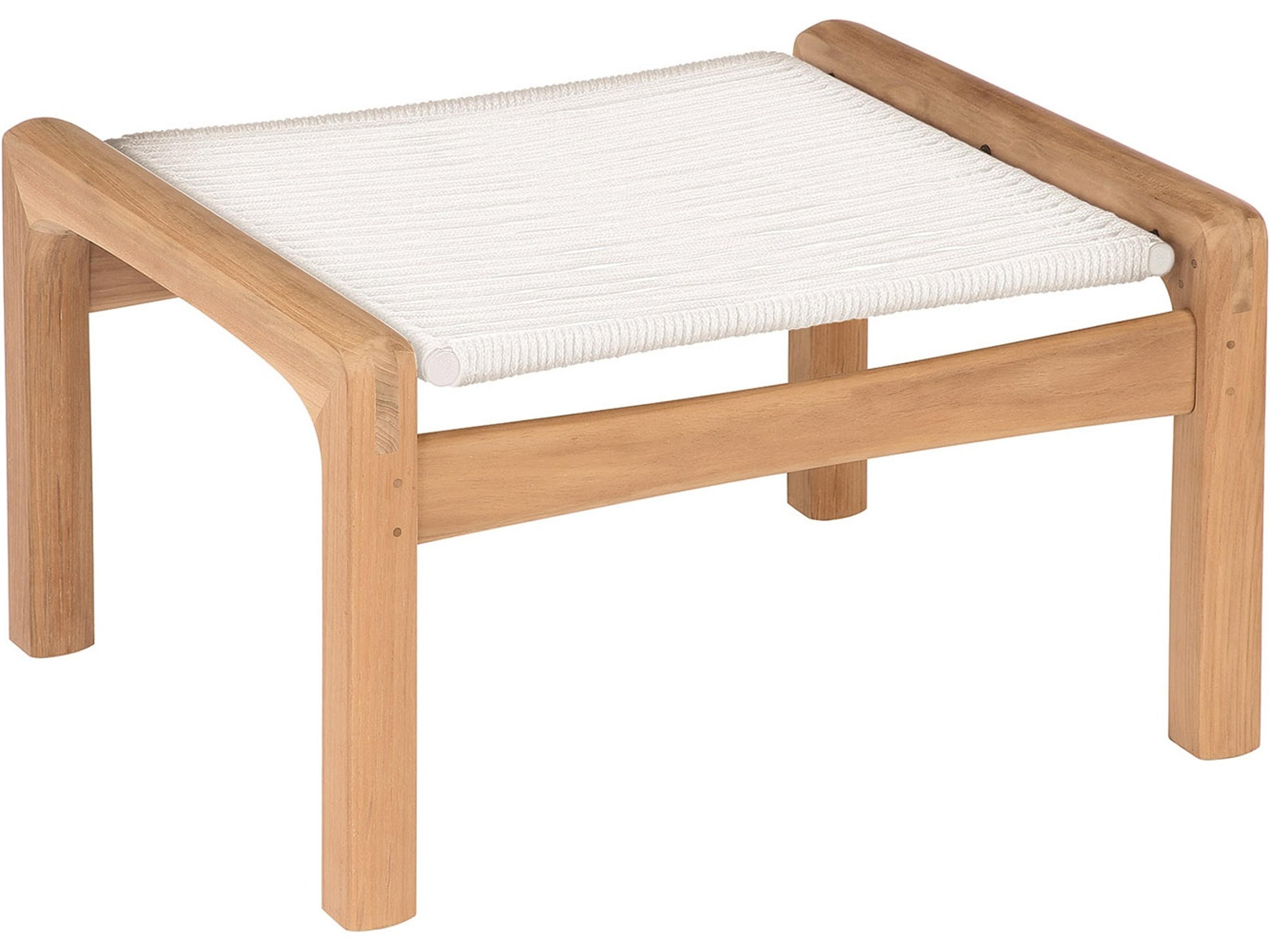 Monterey Deep Seating Ottoman - Natural Teak Frame - Chalk Braided Cord