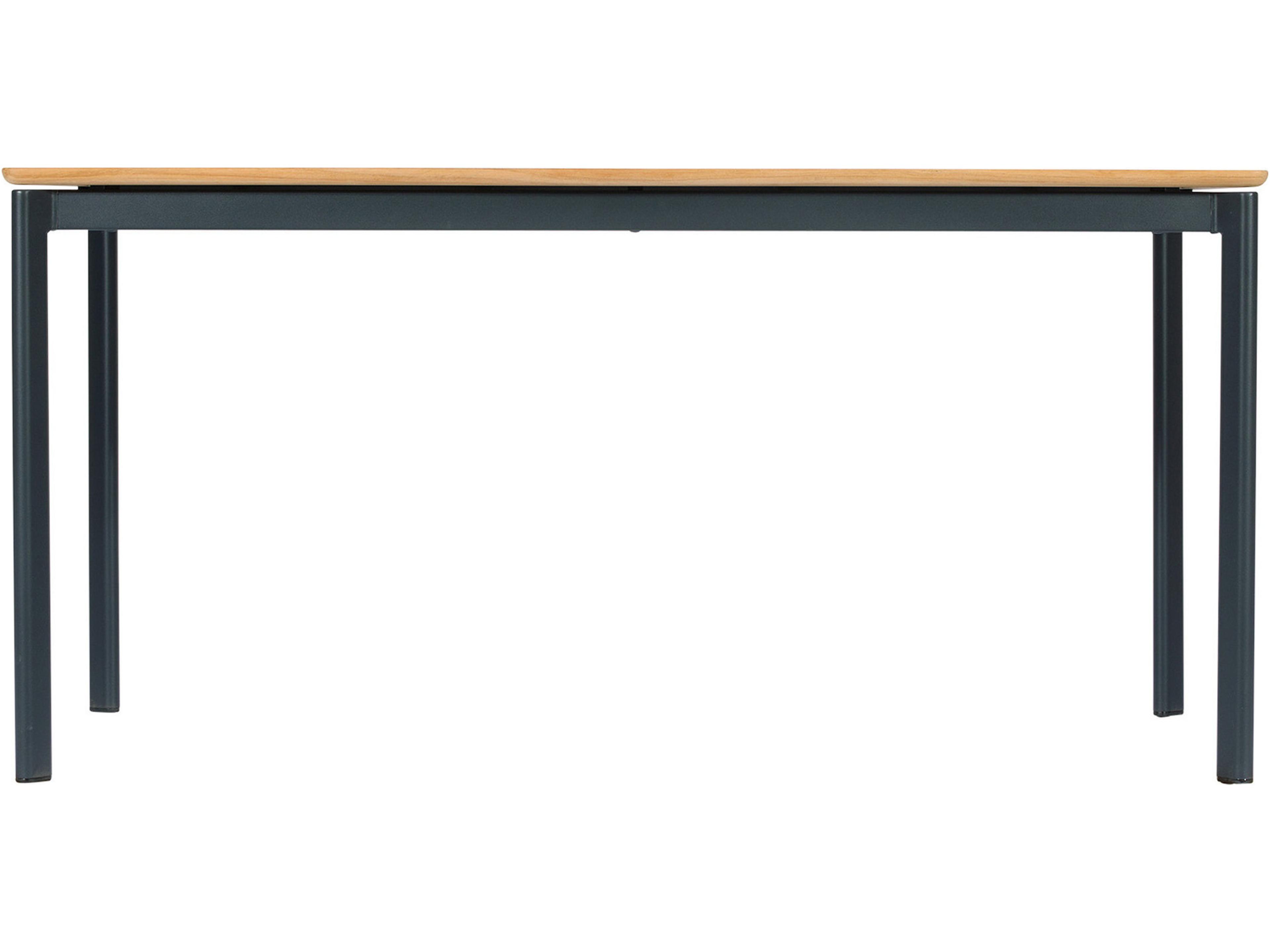 Barlow Tyrie Around Dining Table Forge Grey Powder-Coated Aluminum Natural Teak 61" Wide