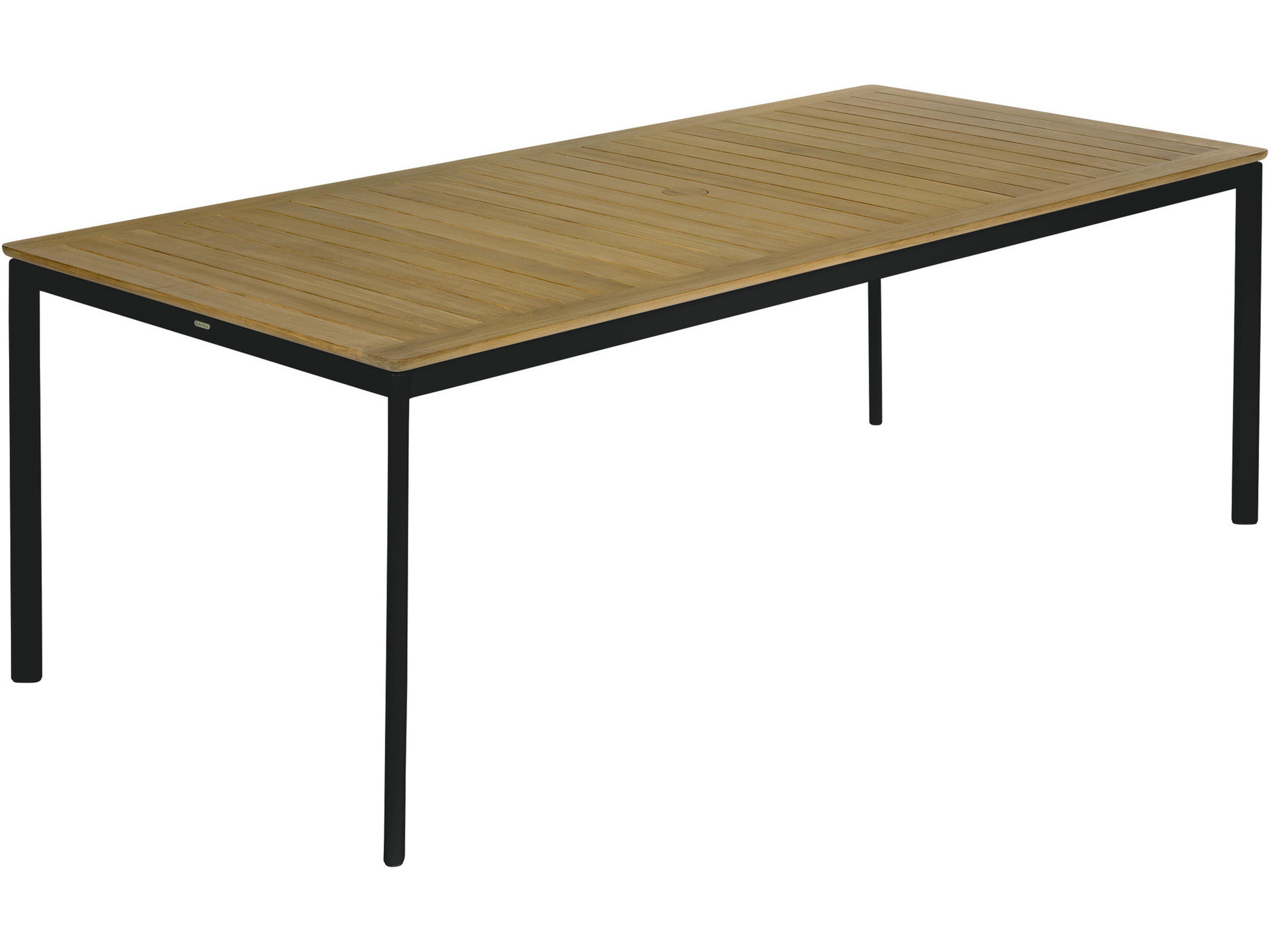 Around Dining Table Forge Grey Powder-Coated Aluminum Natural Teak 85" Wide