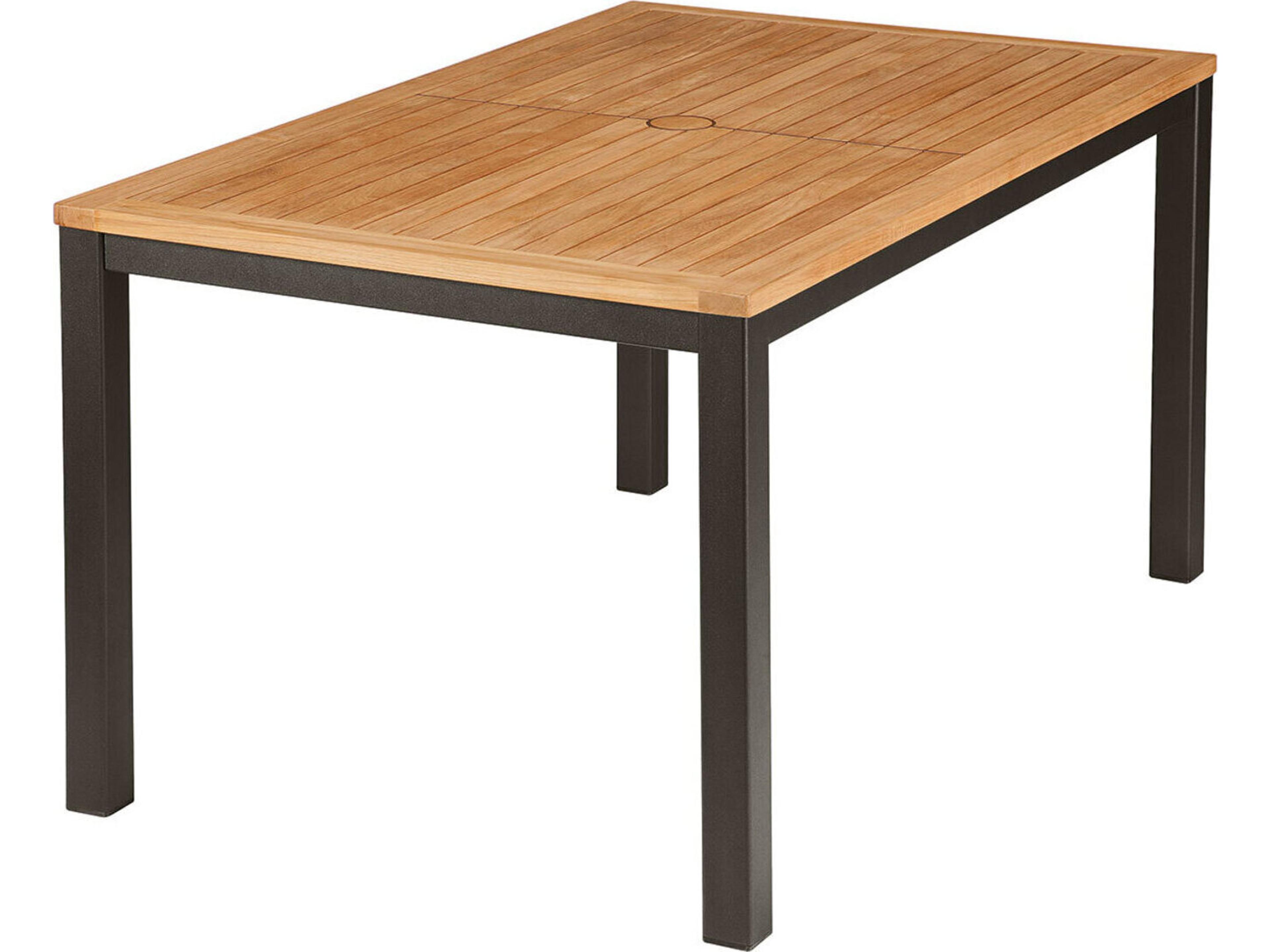 Aura Dining Table Graphite Powder-Coated Aluminum Natural Teak 57"W x 35"D x 29"H