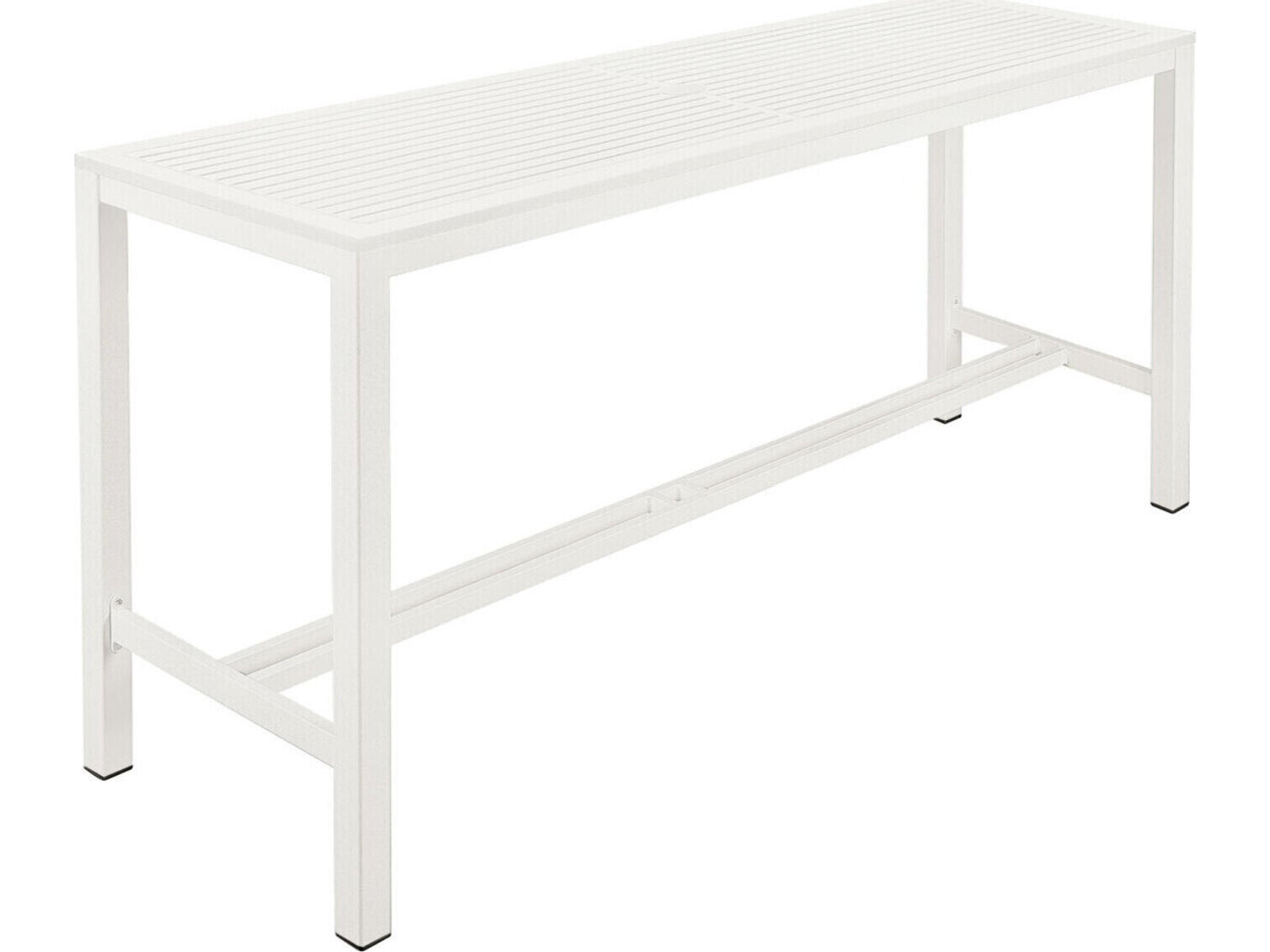 Aura Bar Table Arctic White Powder-Coated Aluminum 79"W x 28"D x 41"H