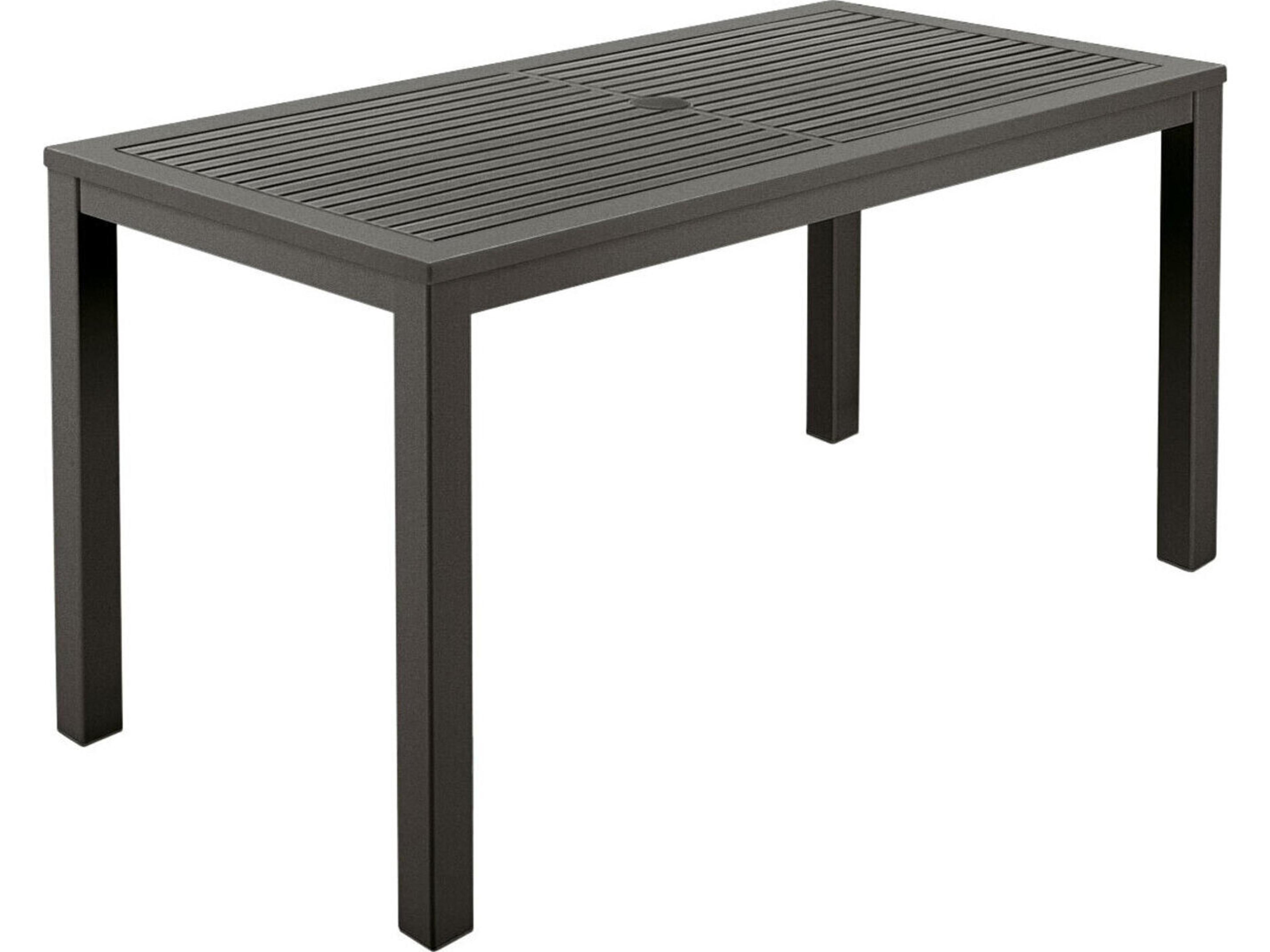 Aura Narrow Dining Table Graphite Powder-Coated Aluminum 55"W x 28"D x 29"H