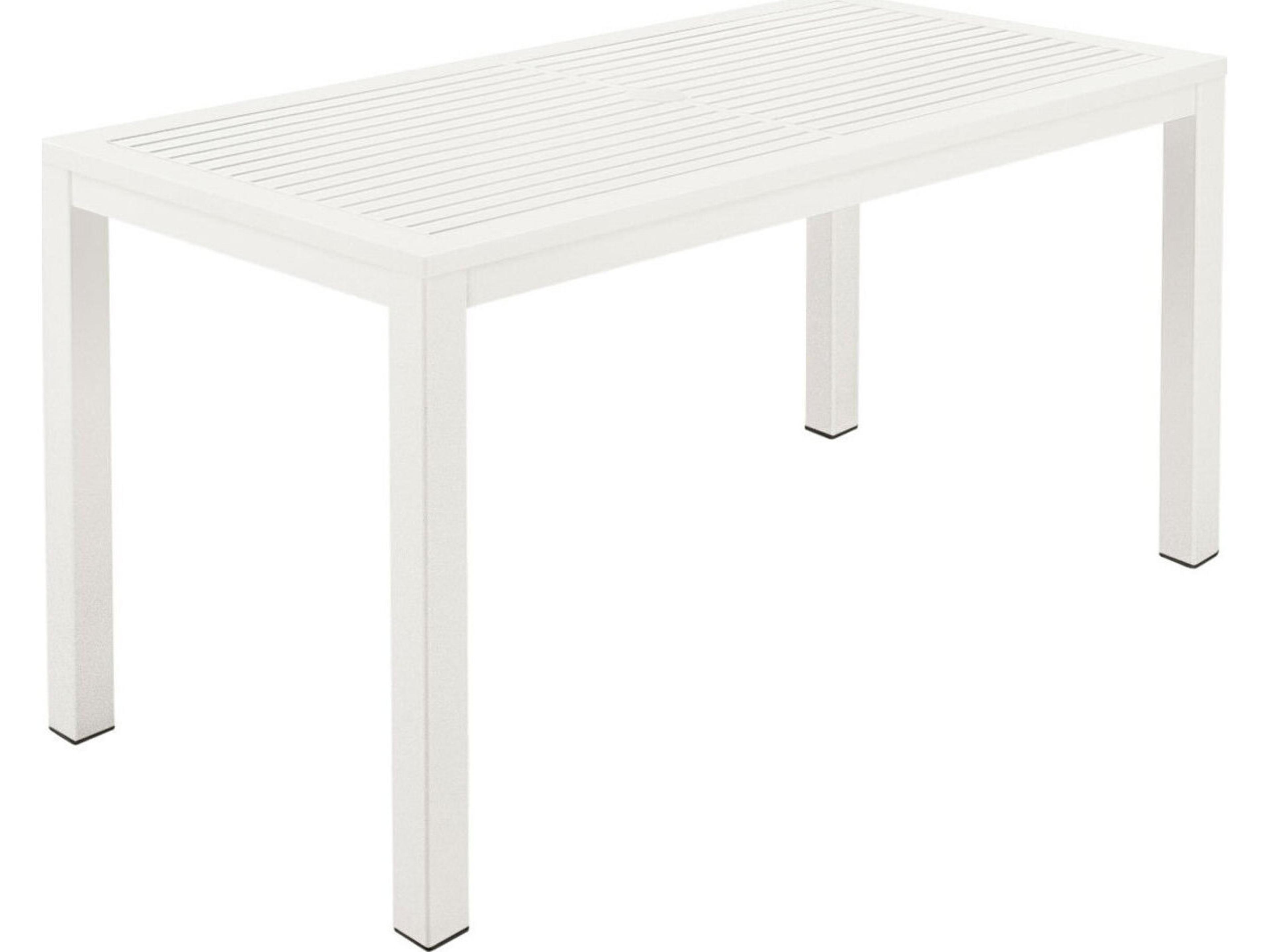 Aura Narrow Dining Table Arctic White Powder-Coated Aluminum 55"W x 28"D x 29"H