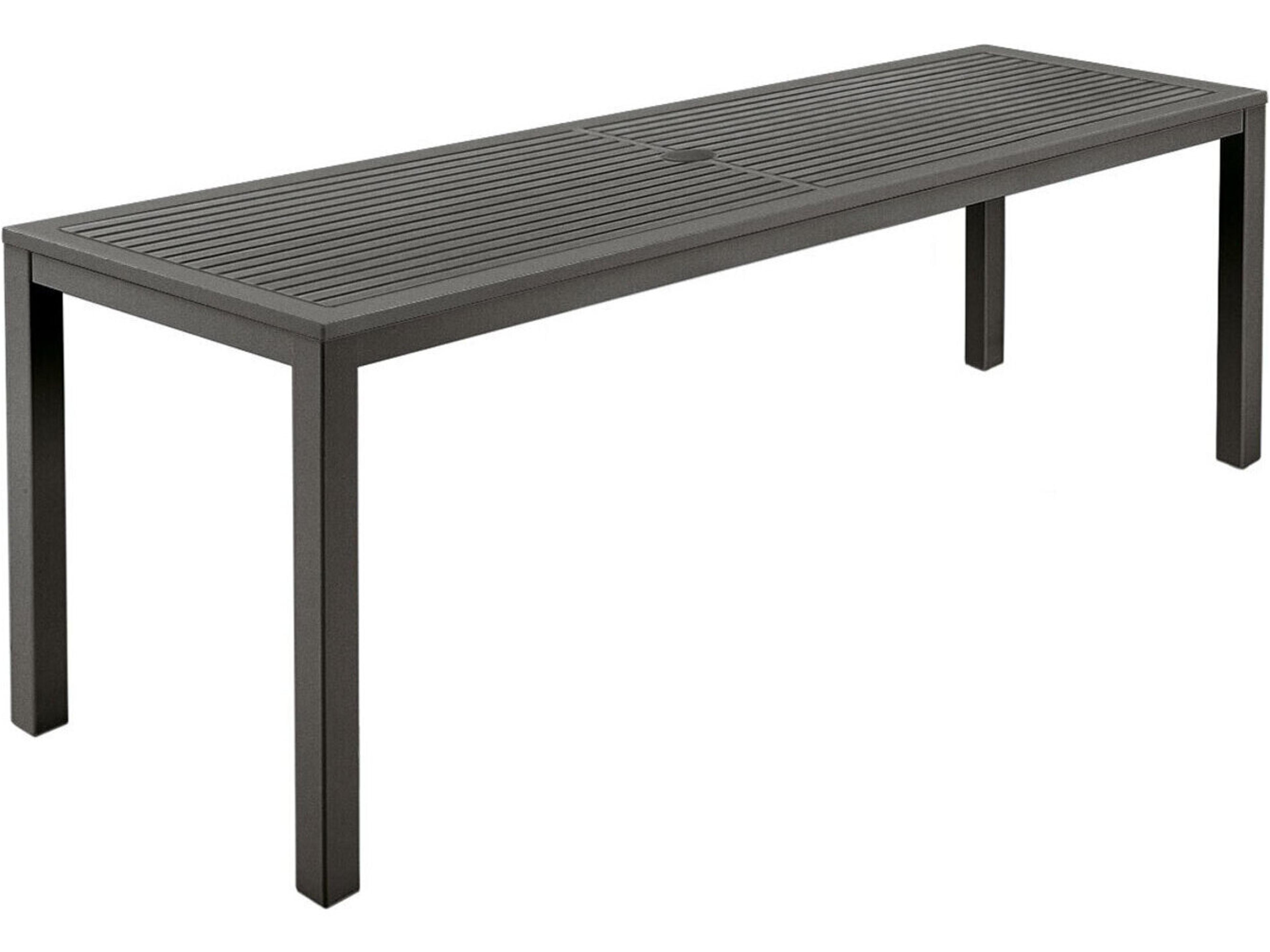 Aura Narrow Dining Table Graphite Powder-Coated Aluminum 79"W x 28"D x 29"H