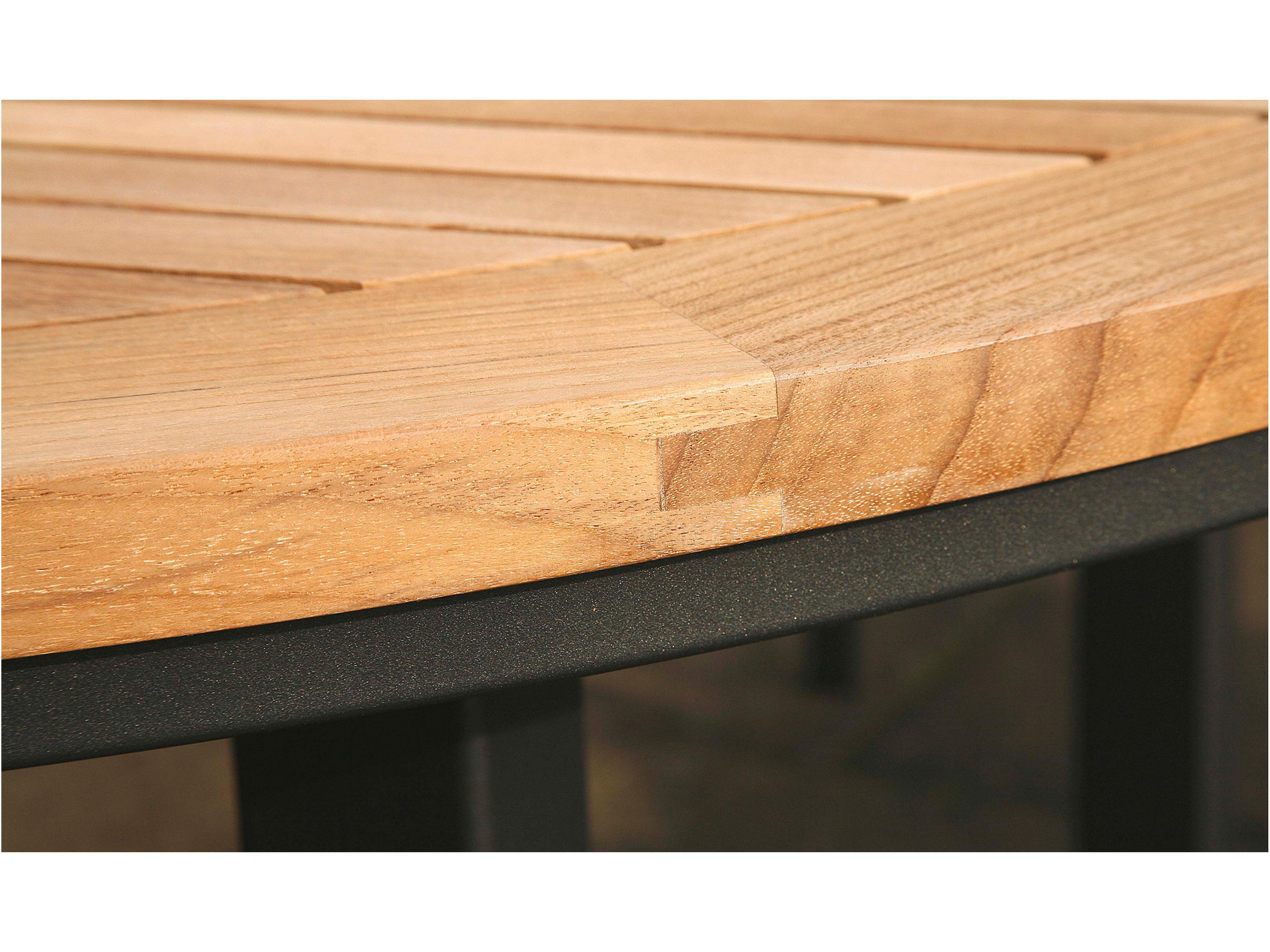 Barlow Tyrie Aura Round Dining Table Graphite Powder-Coated Aluminum Natural Teak