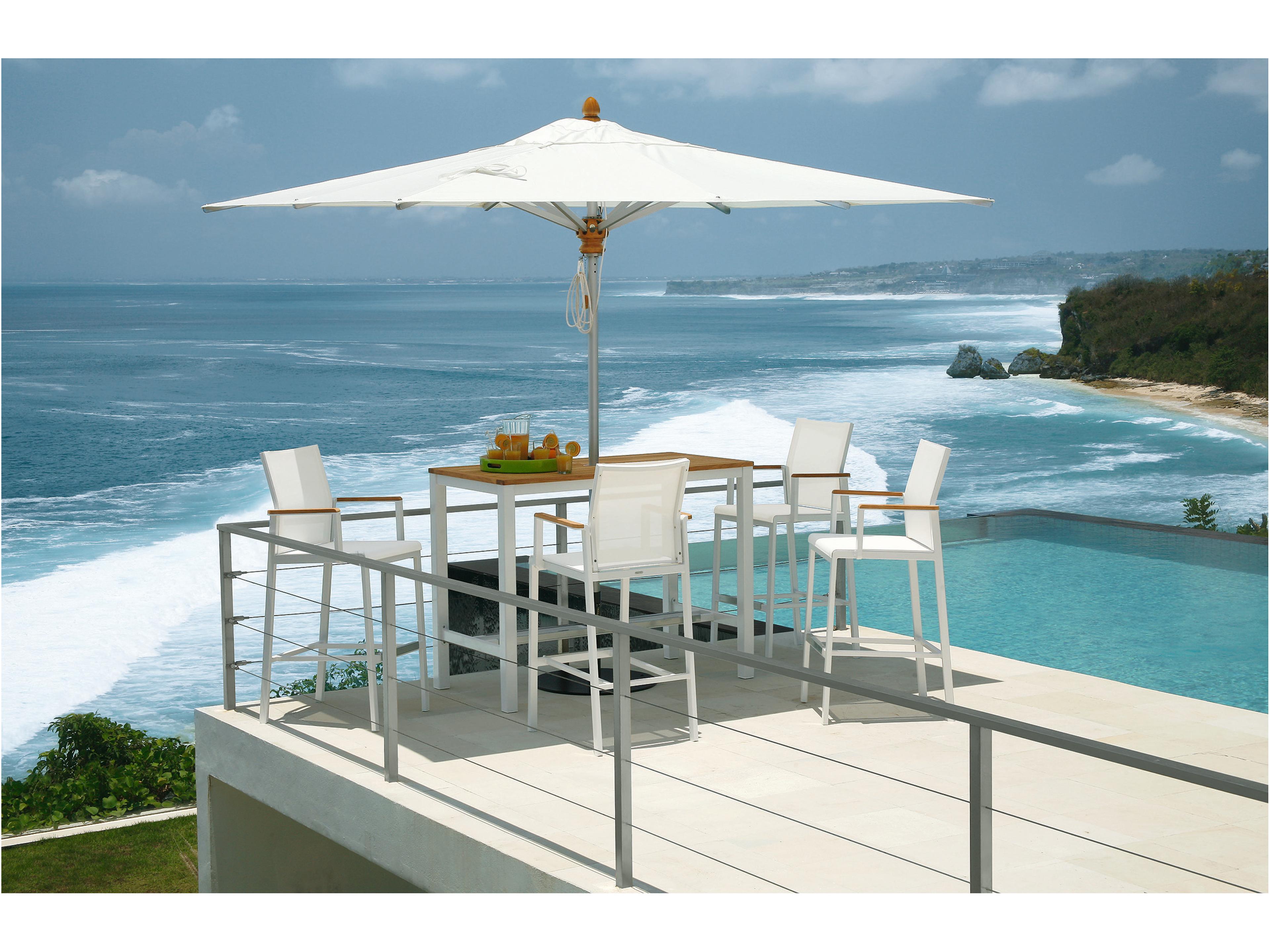 Barlow Tyrie Aura Bar Table Arctic White Powder-Coated Aluminum Natural Teak 55"W x 28"D x 41"H