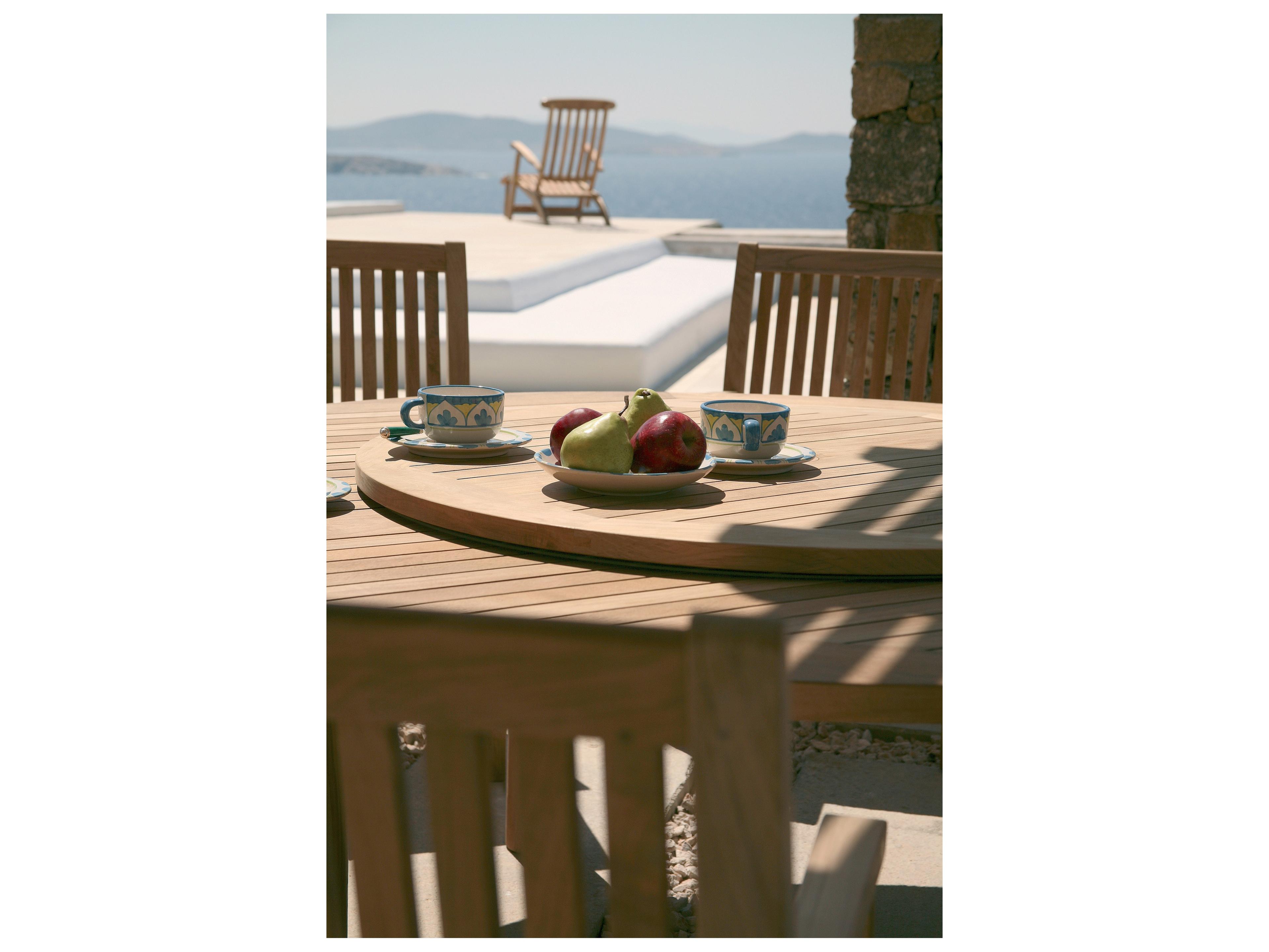 Barlow Tyrie Drummond Round Dining Table - Natural Teak - 73"