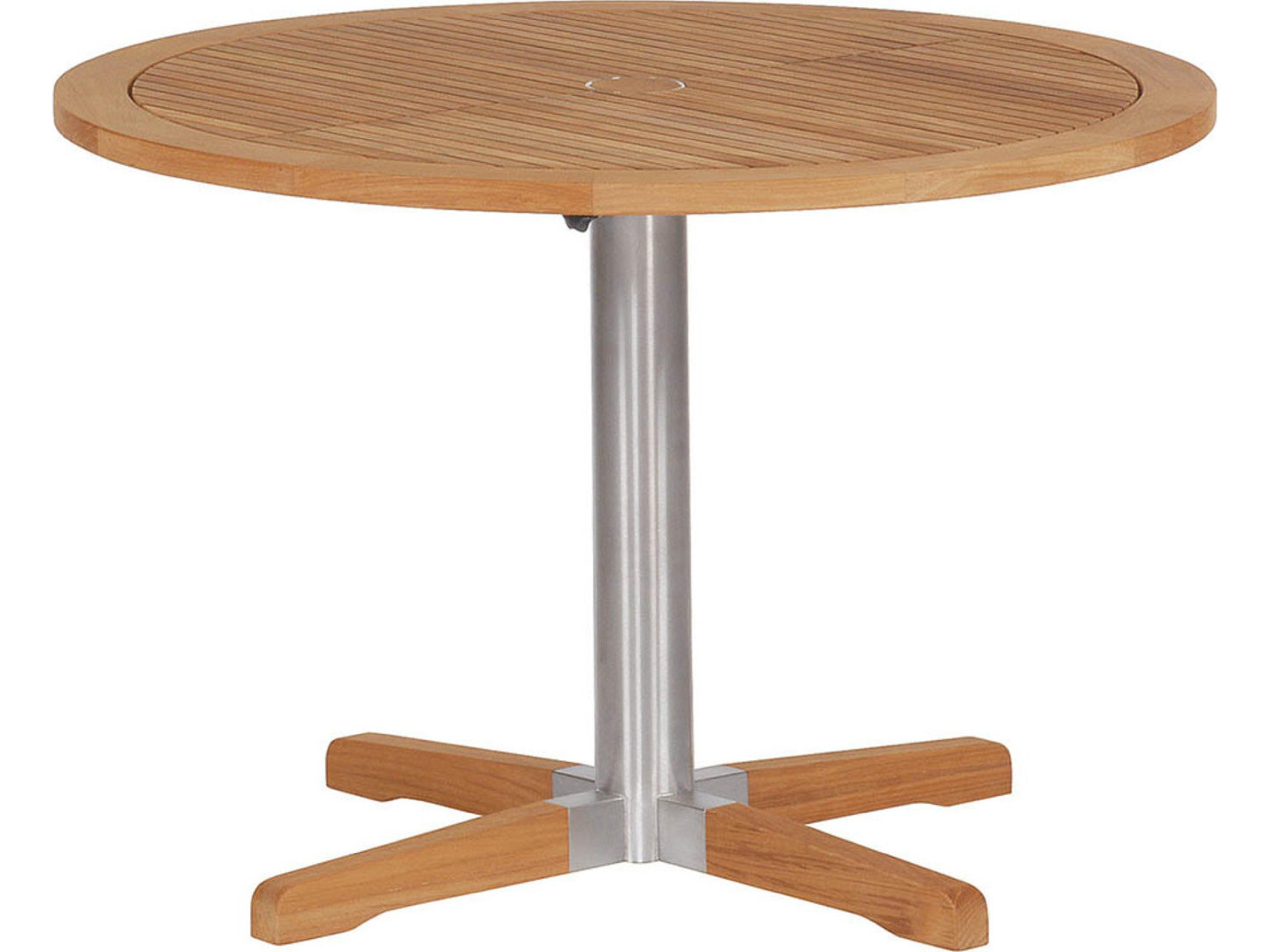 Equinox Bistro Table Stainless Steel Natural Teak 40"W x 40"S x 28"H