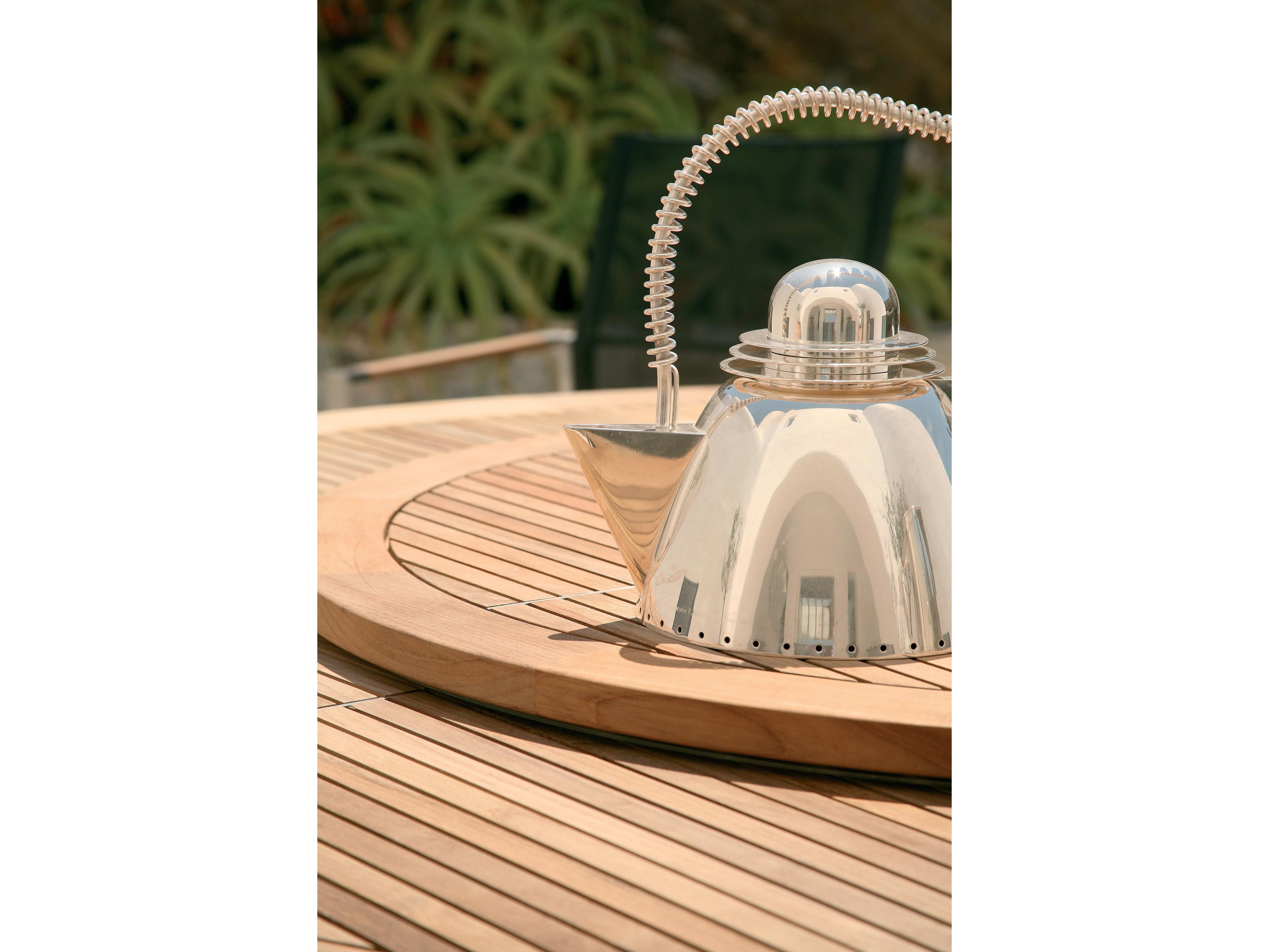 Barlow Tyrie Equinox Dining Table Stainless Steel Natural Teak 71"W x 71"D x 28"H