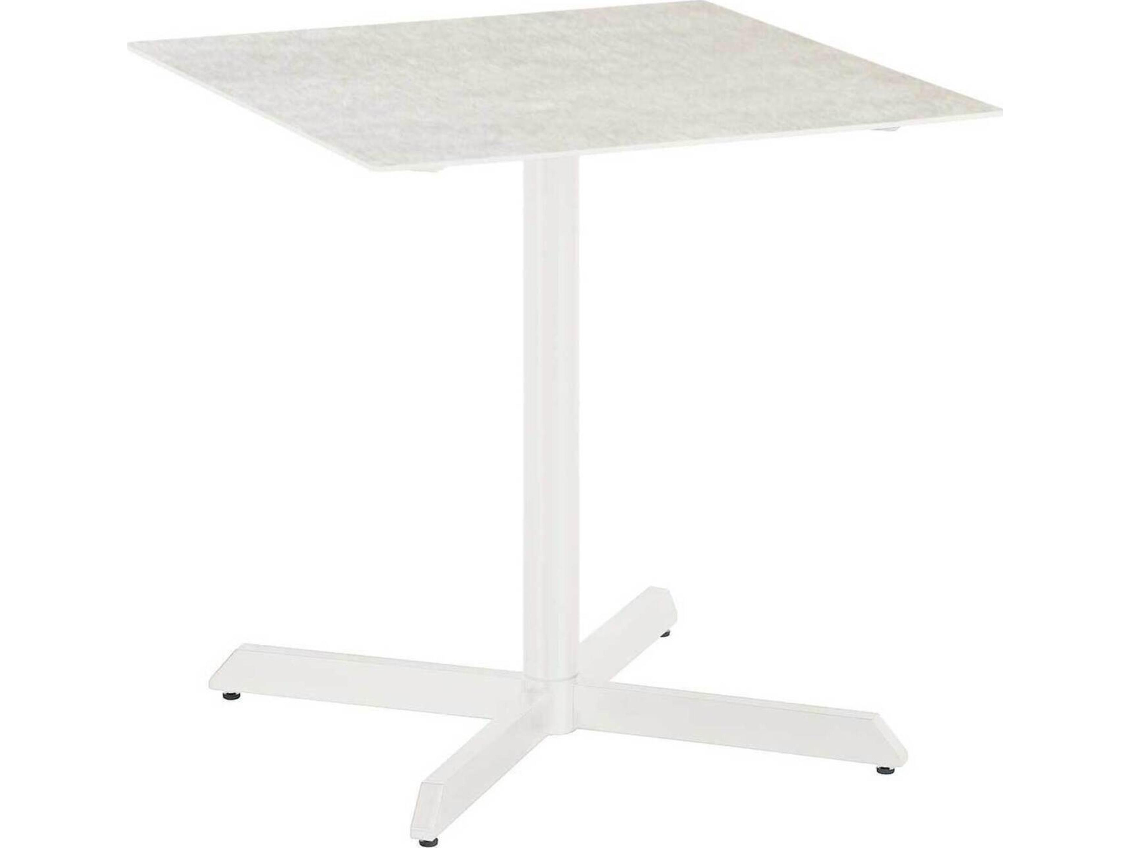 Equinox Pedestal Table Arctic White Powder-Coated Stainless Steel Frost Ceramic