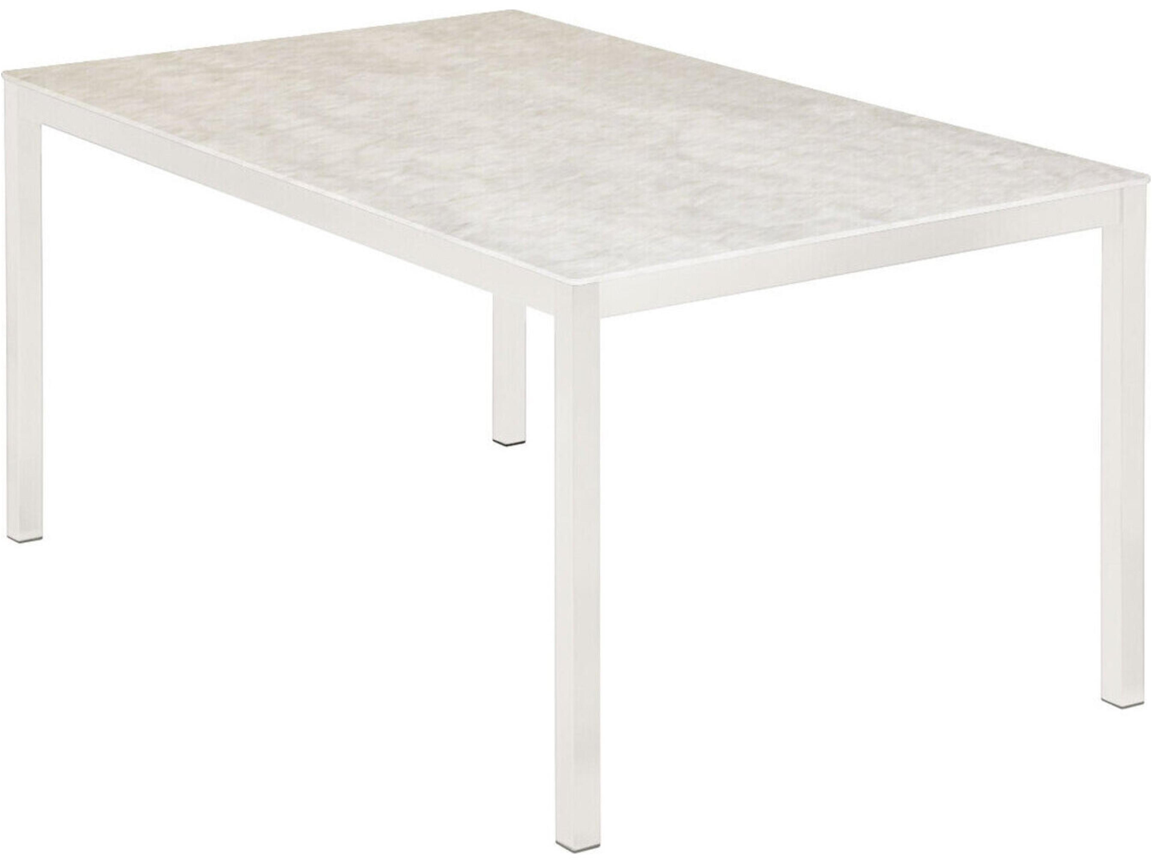 Equinox Dining Table Arctic White Powder-Coated Stainless Steel Frost Ceramic 59"W x 39"D x 28"H