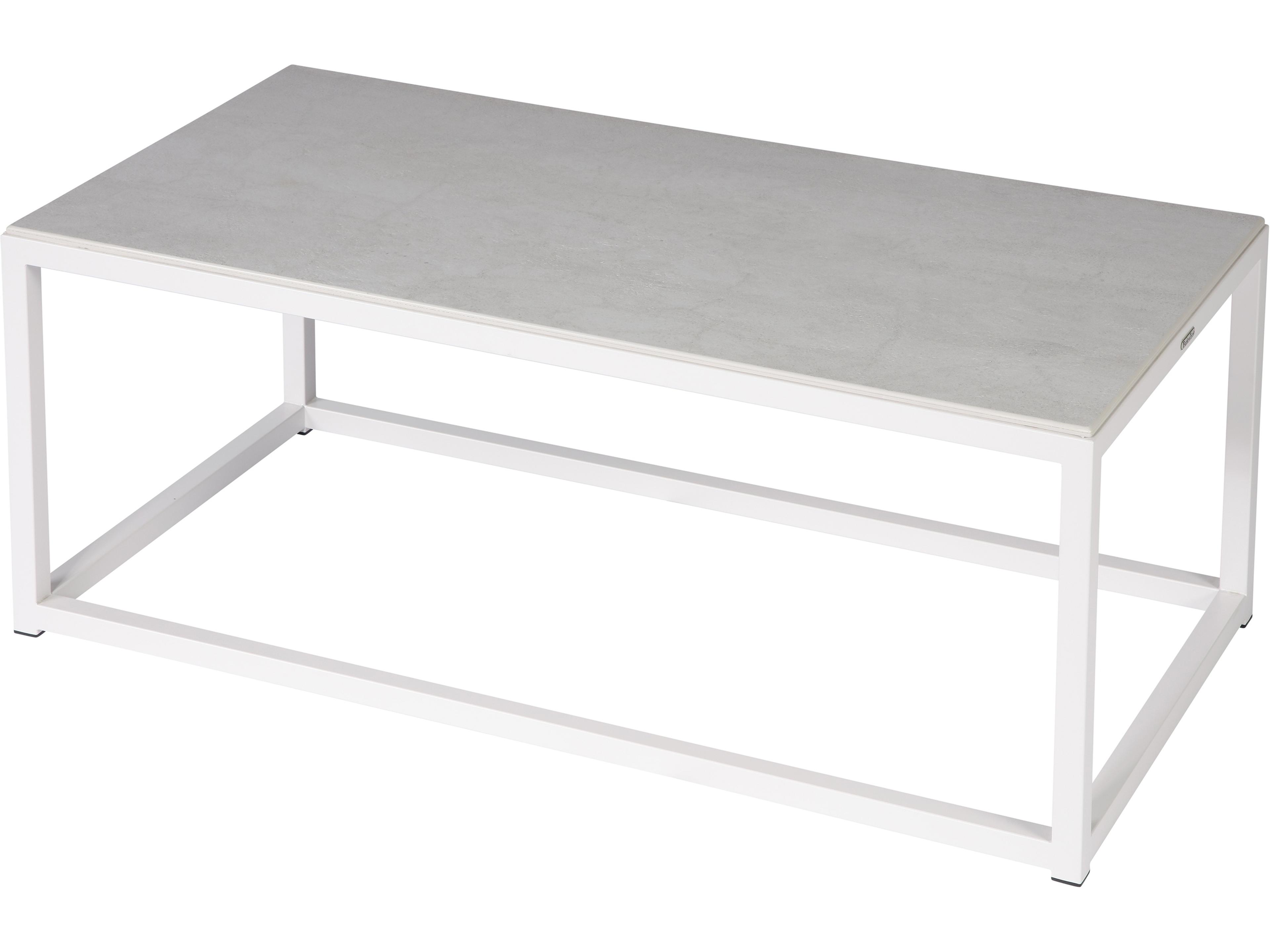 Equinox Coffee Table - Arctic White Powder Coated Stainless Steel Frame - Frost Ceramic Top
