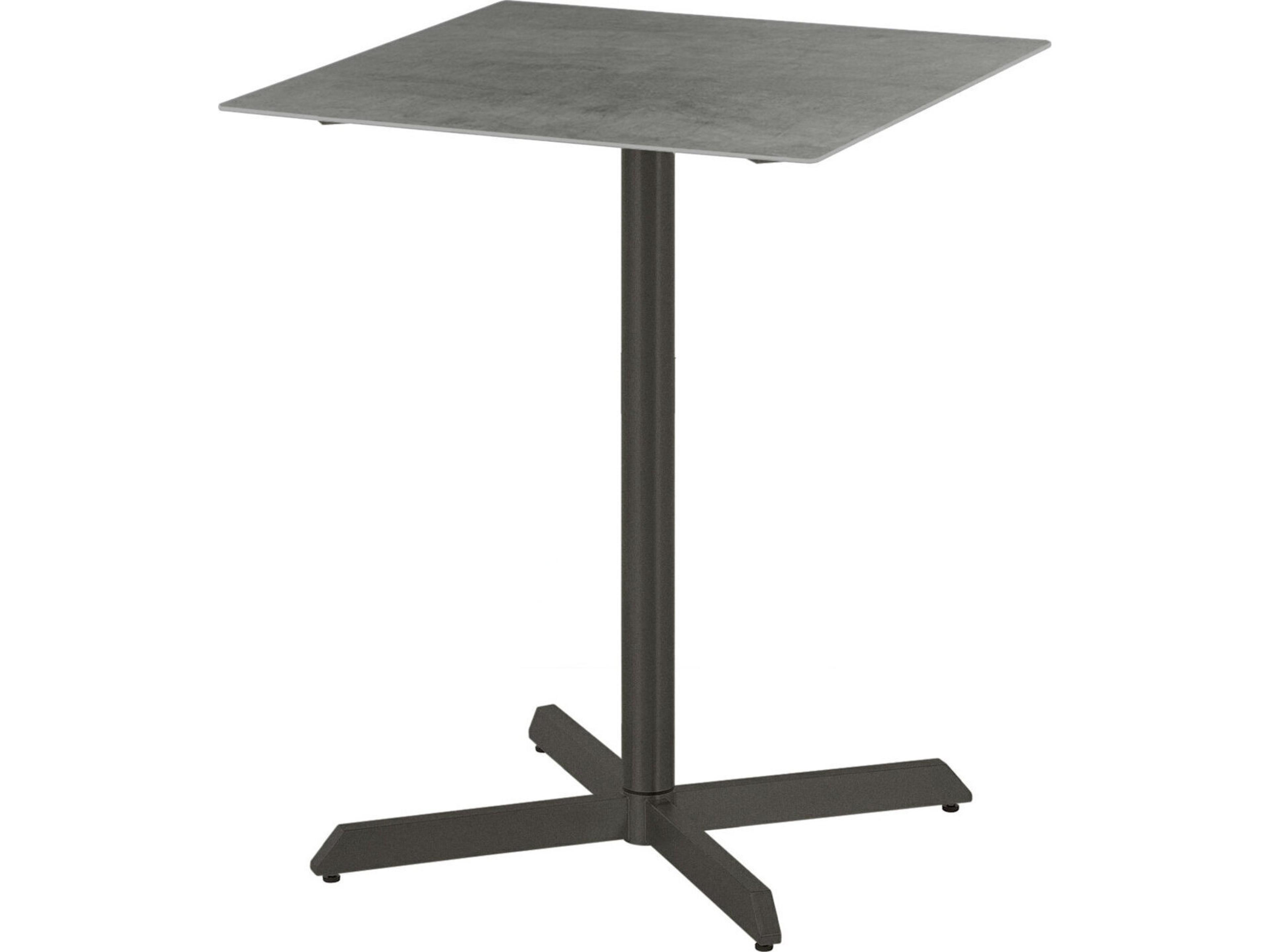 Equinox Pedestal Counter Table Graphite Powder-Coated Stainless Steel Dusk Ceramic