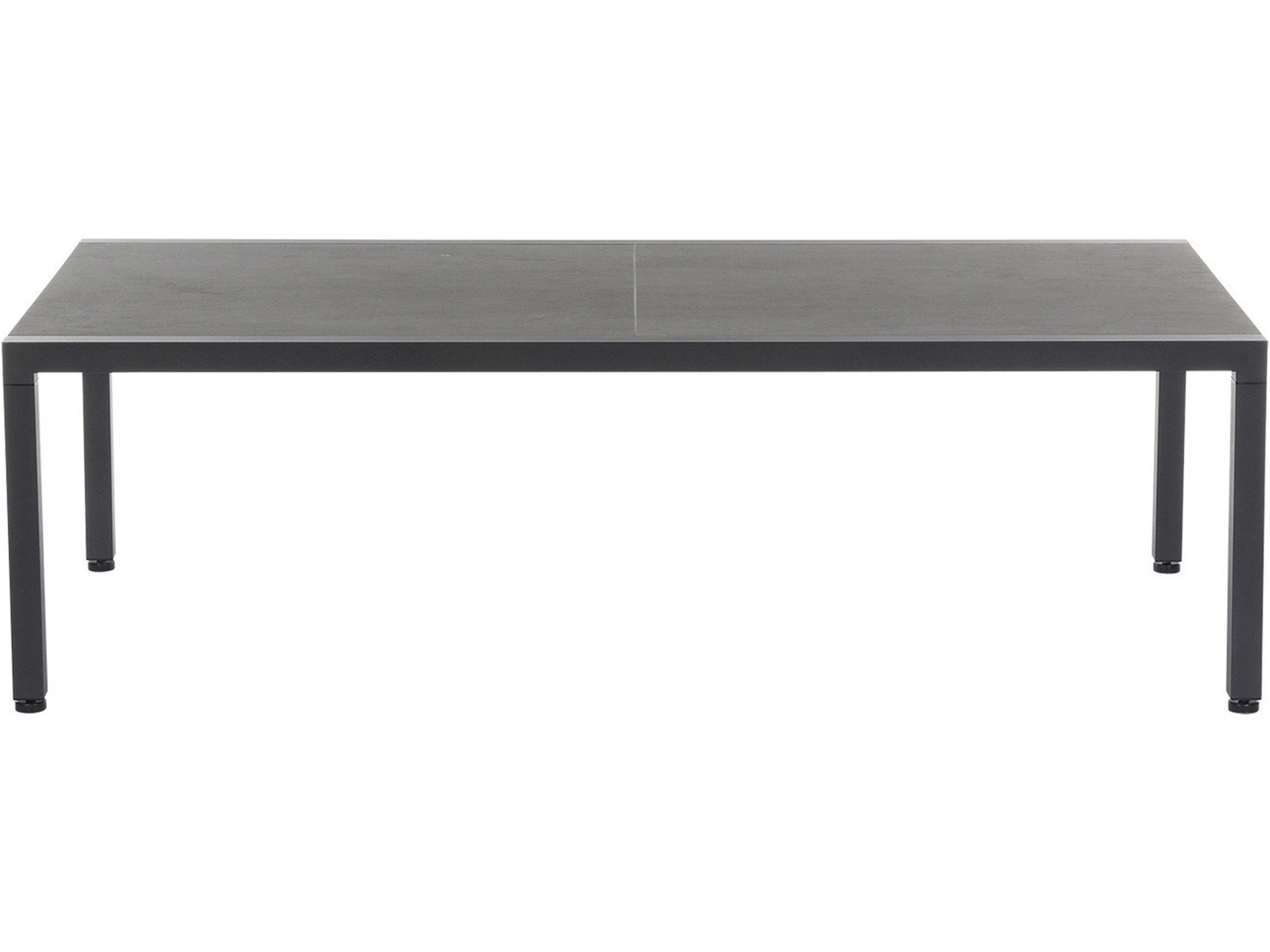 Barlow Tyrie Equinox Extending Dining Table Graphite Powder-Coated Stainless Steel Dusk Ceramic
