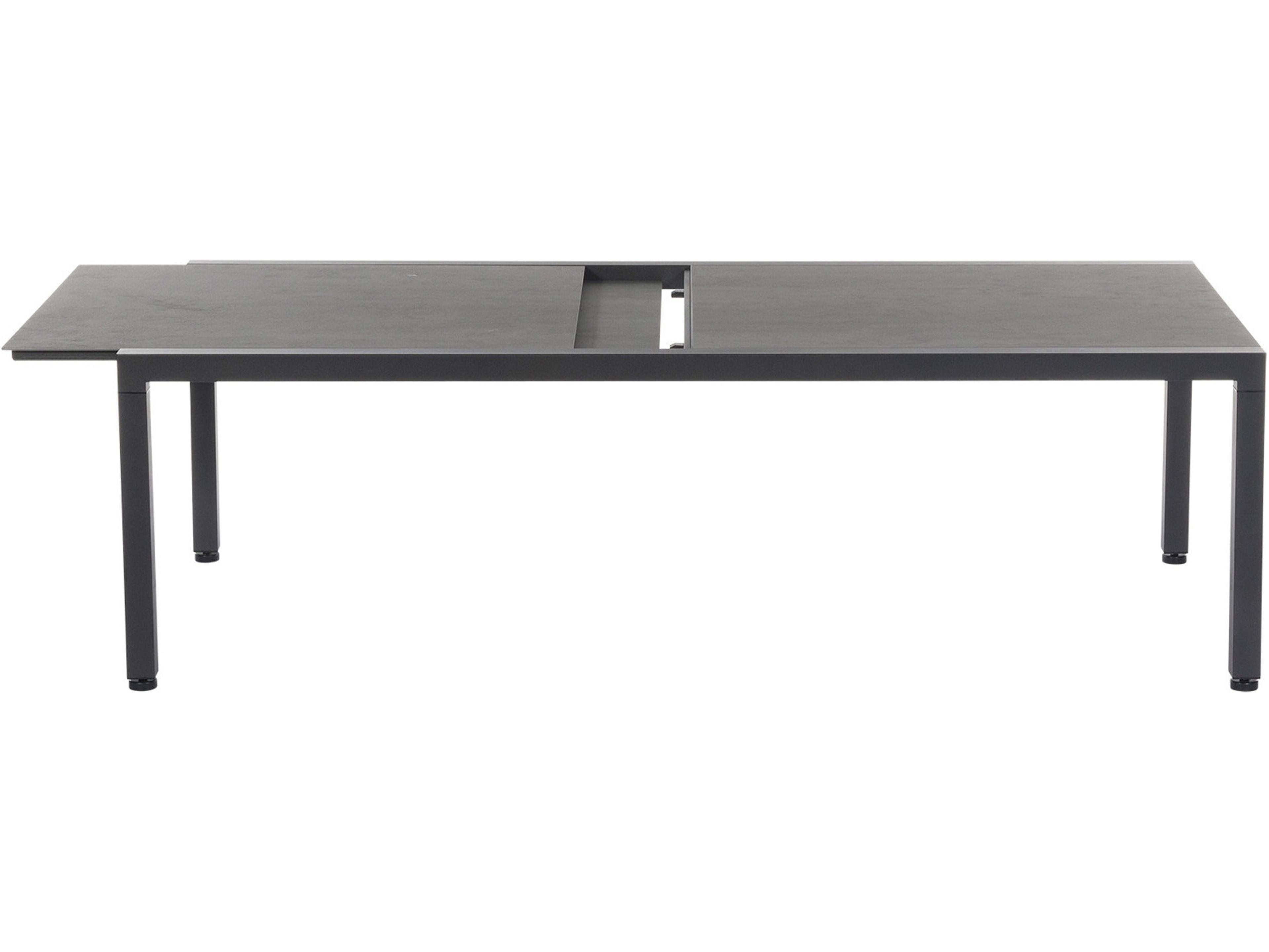 Barlow Tyrie Equinox Extending Dining Table Graphite Powder-Coated Stainless Steel Dusk Ceramic
