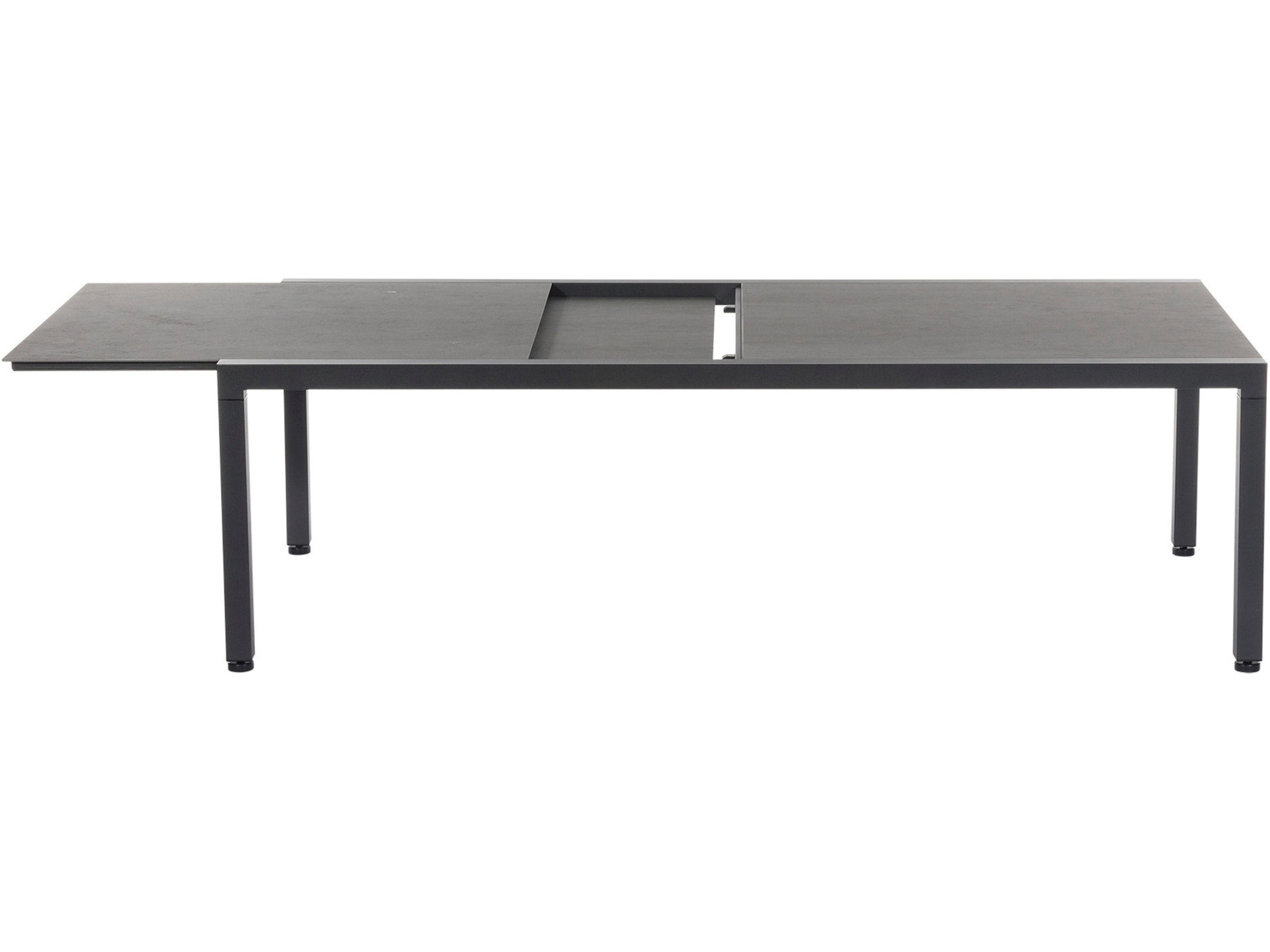 Barlow Tyrie Equinox Extending Dining Table Graphite Powder-Coated Stainless Steel Dusk Ceramic