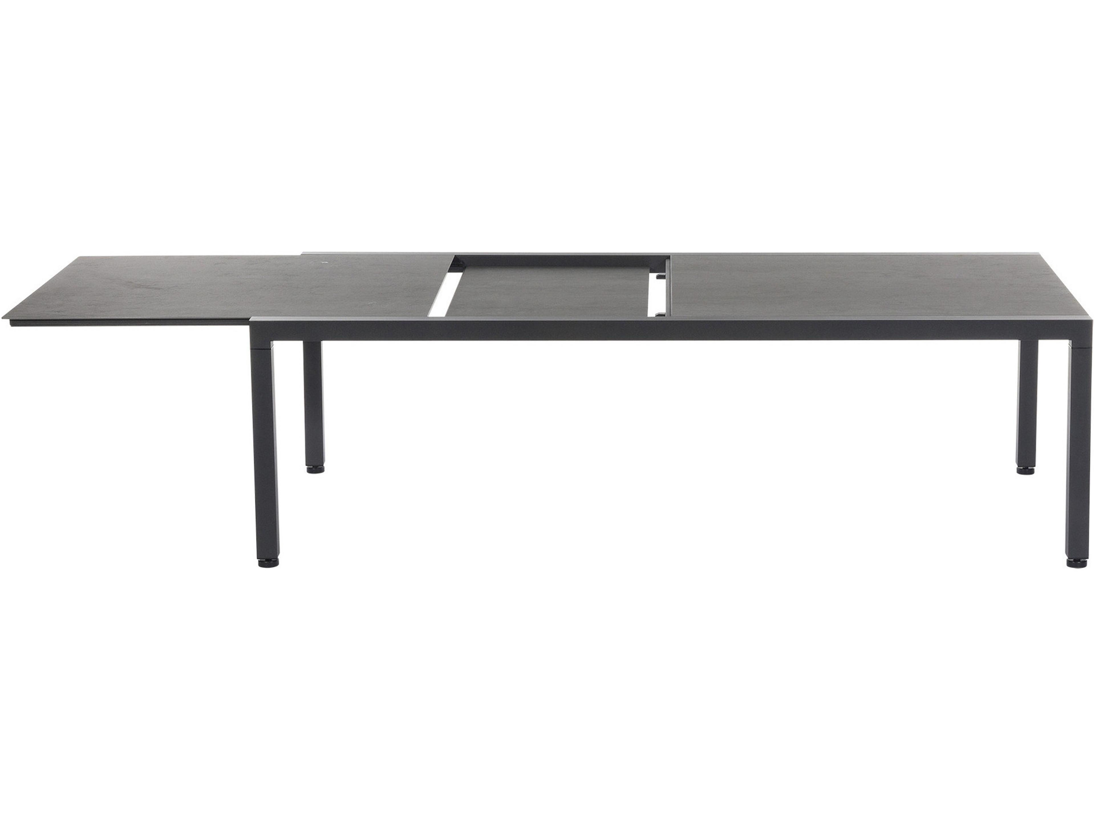 Barlow Tyrie Equinox Extending Dining Table Graphite Powder-Coated Stainless Steel Dusk Ceramic