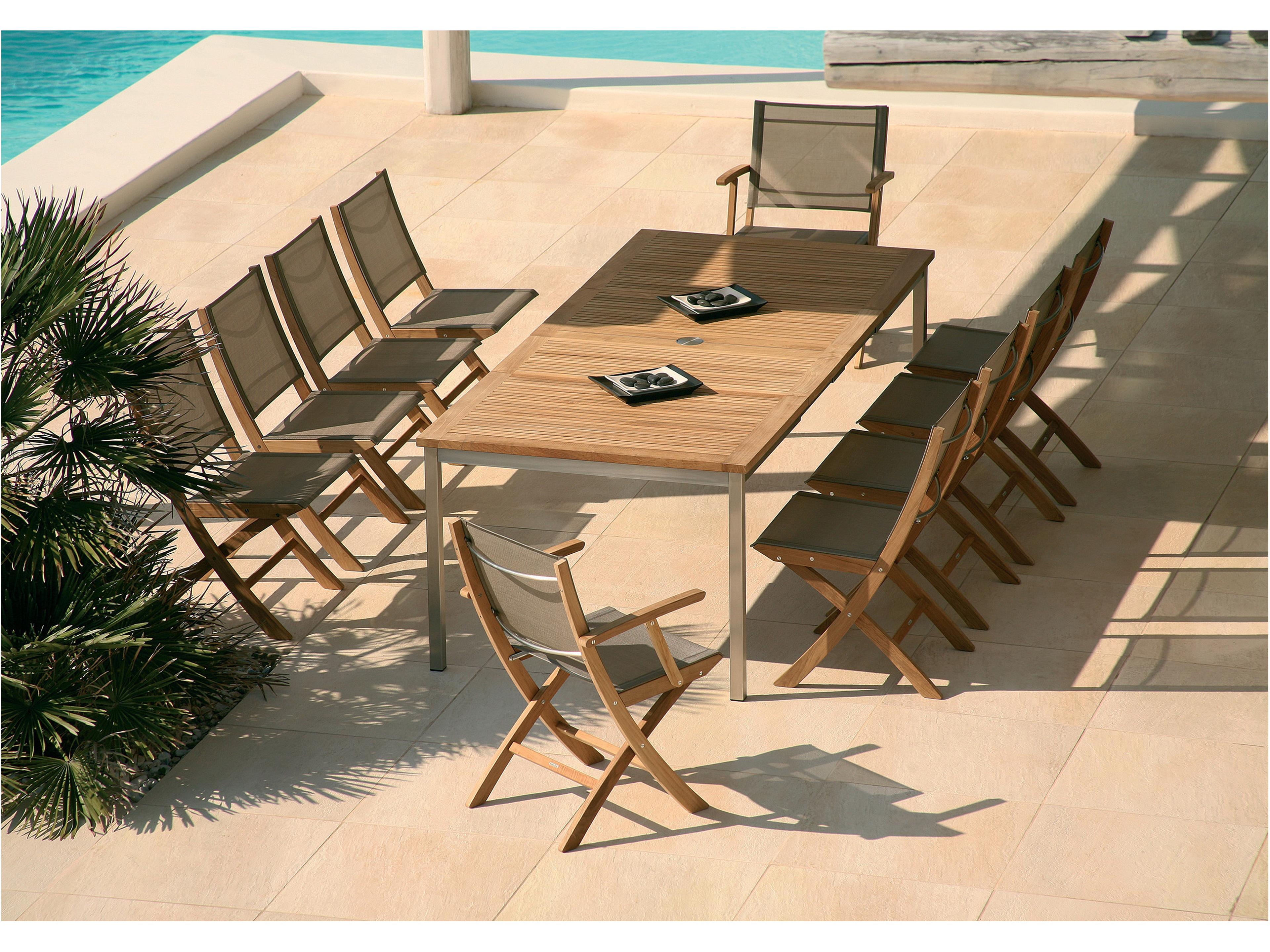 Barlow Tyrie Equinox Extending Dining Table Stainless Steel Natural Teak