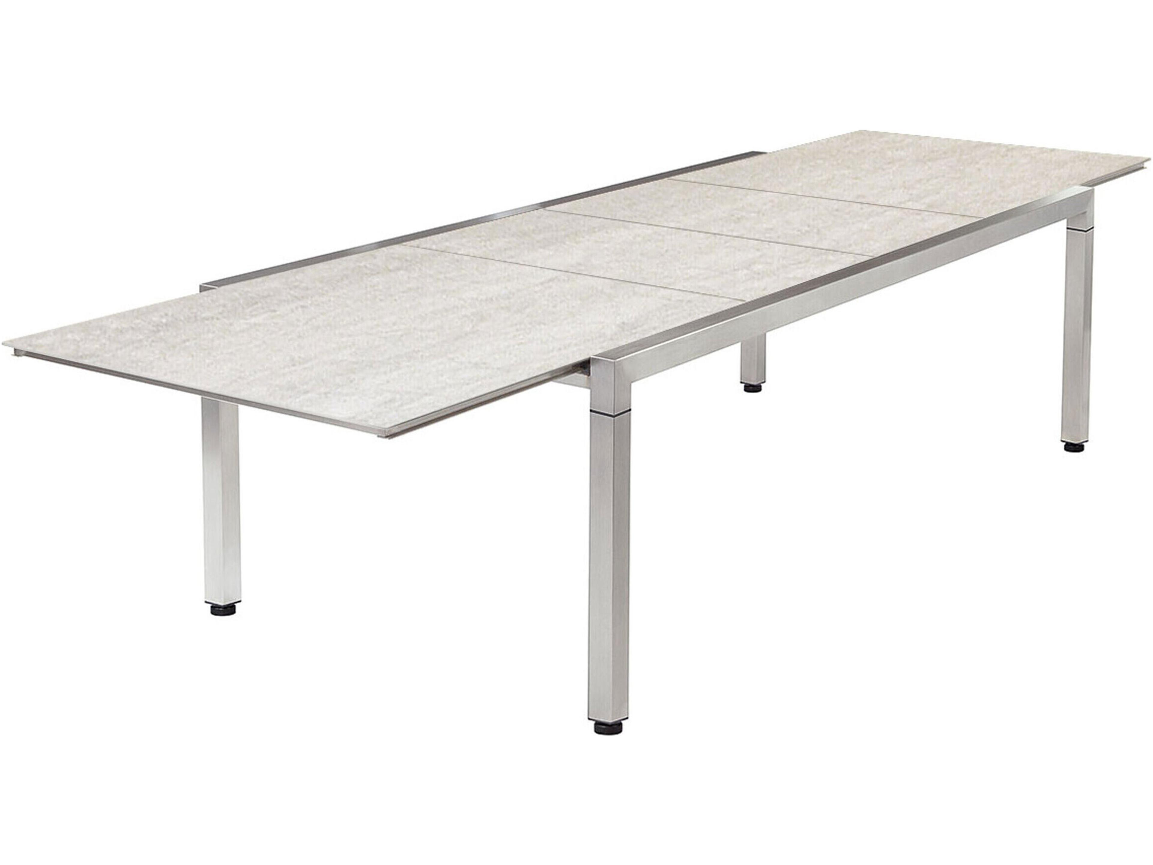 Equinox Extending Dining Table Stainless Steel Frost Ceramic