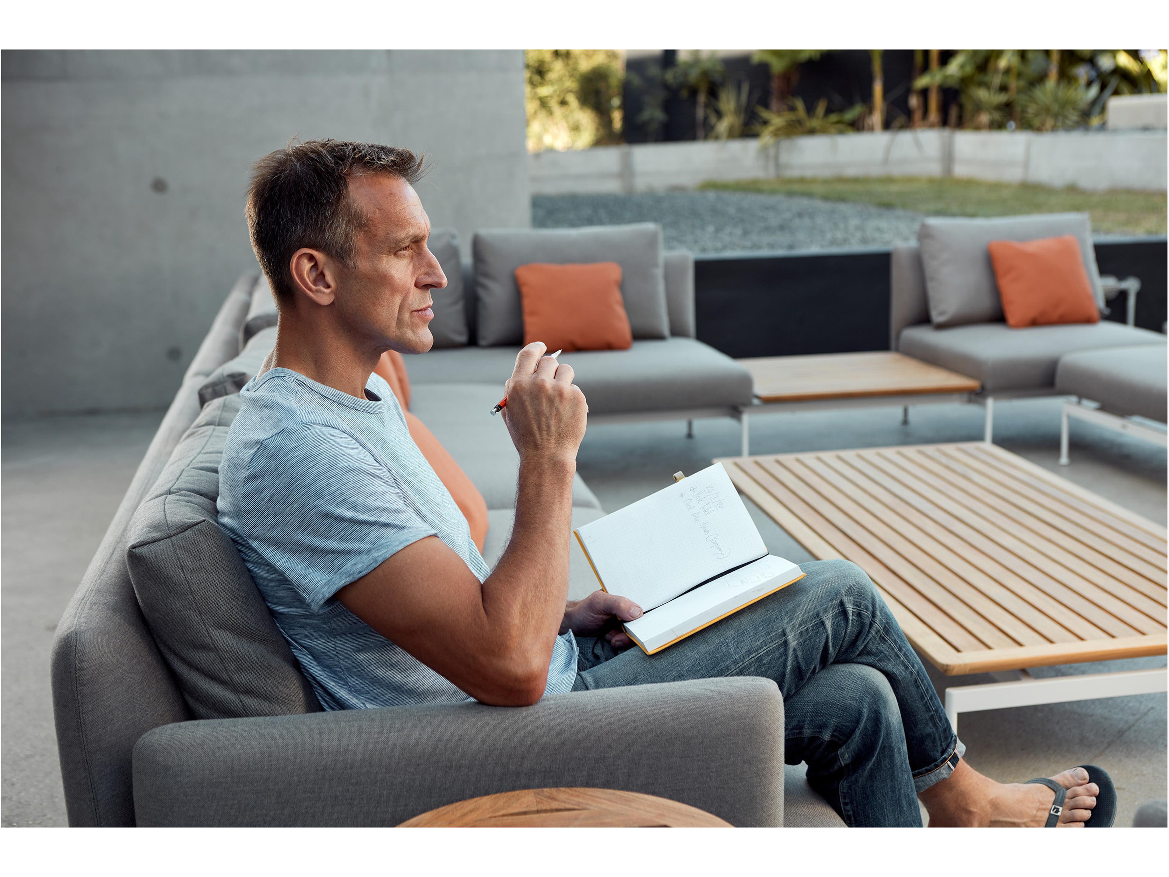 Barlow Tyrie Layout Bridging Table Arctic White Powder-Coated Stainless Steel Natural Teak