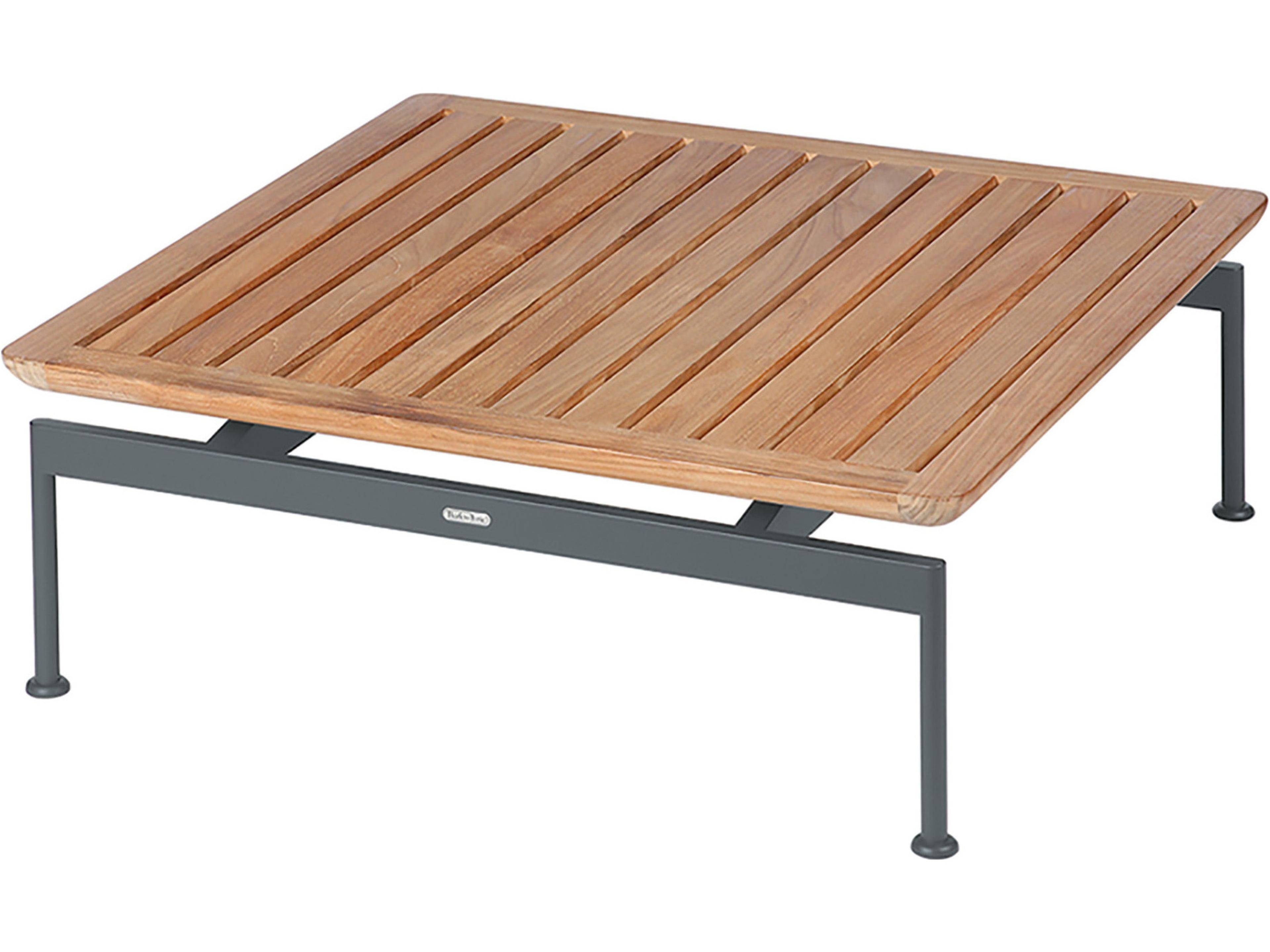 Barlow Tyrie Layout Low Square Table Forge Grey Powder-Coated Stainless Steel Natural Teak