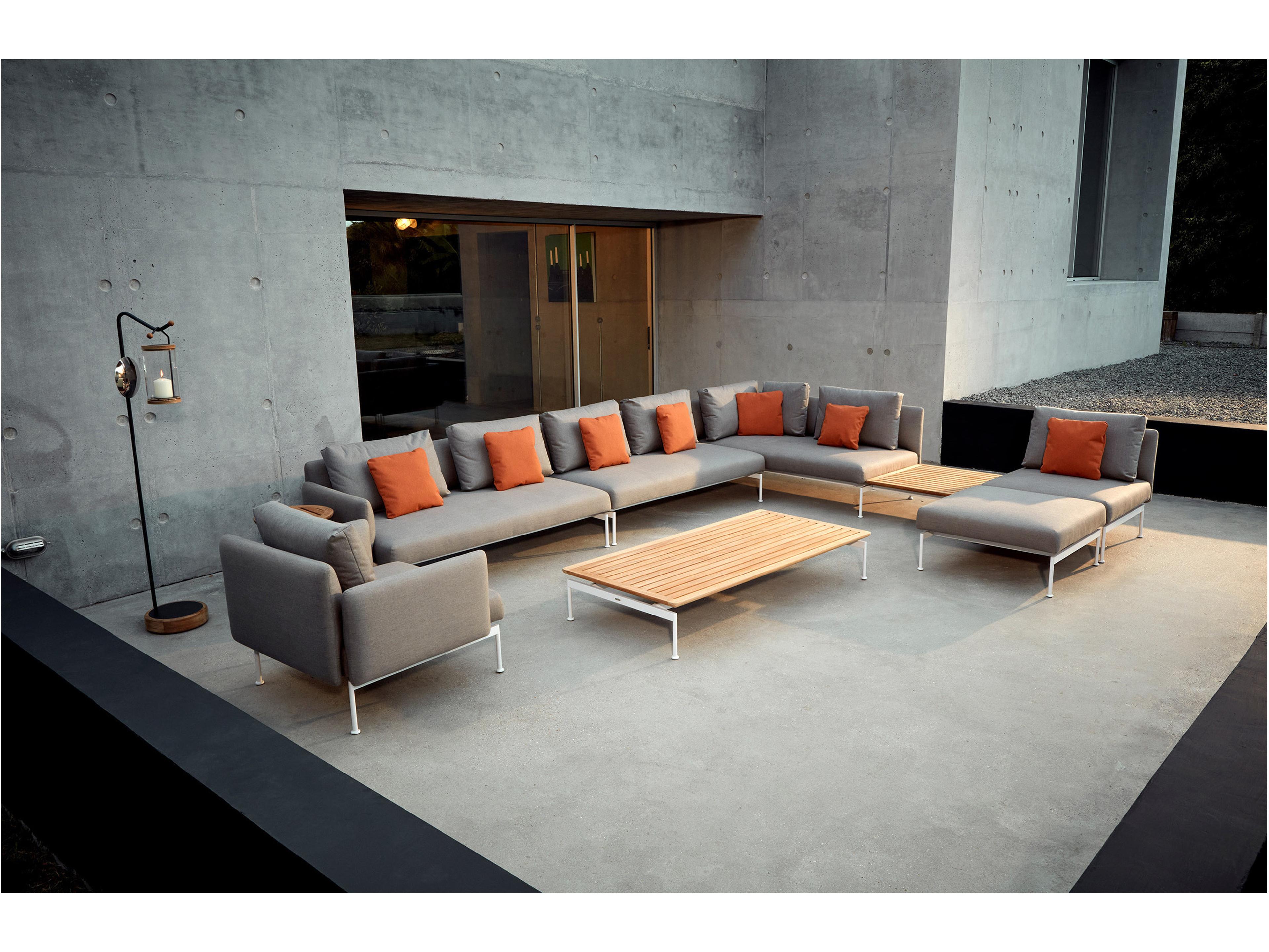 Barlow Tyrie Layout Coffee Table Arctic White Powder-Coated Stainless Steel Natural Teak