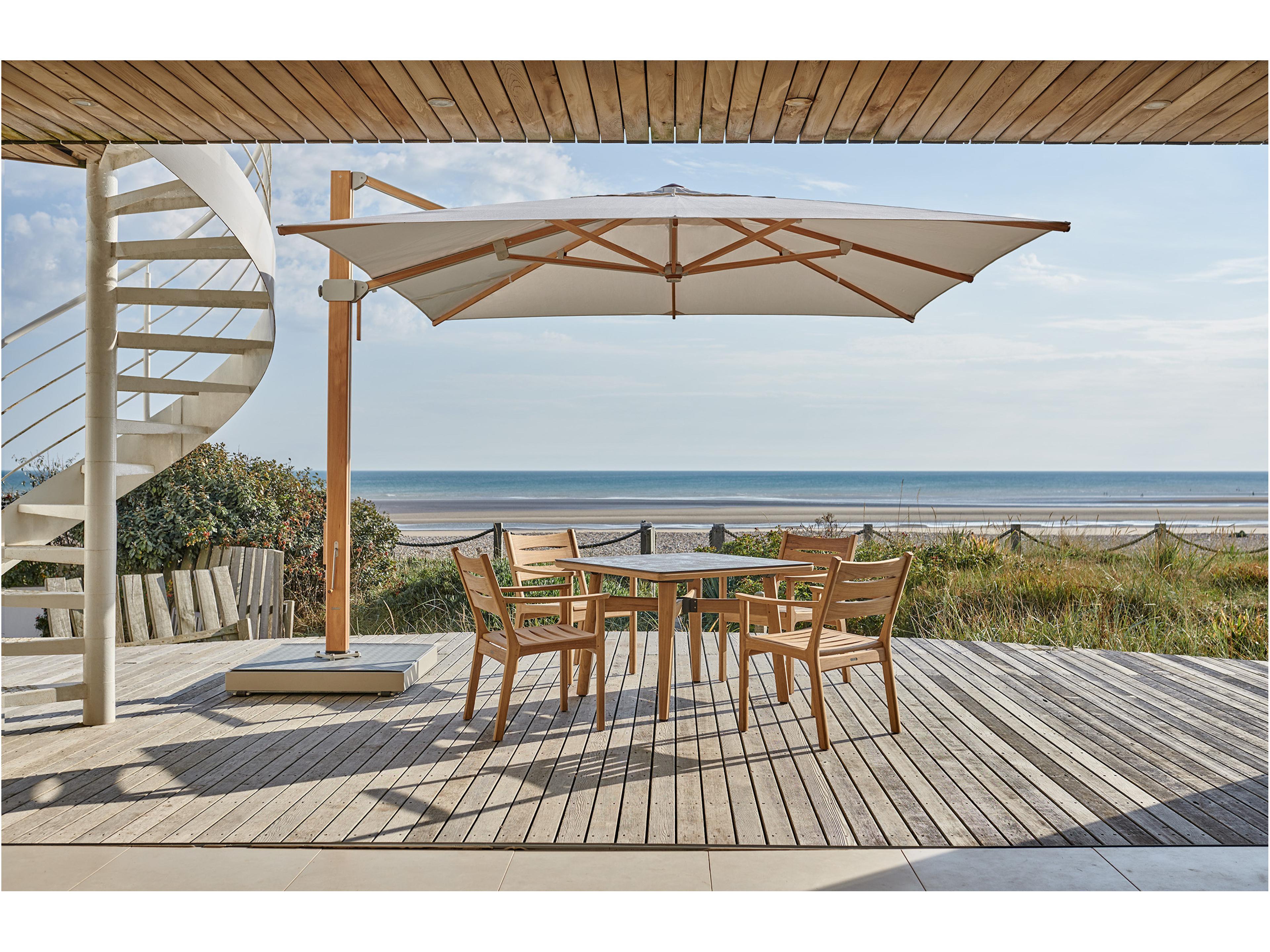 Barlow Tyrie Monterey Square Dining Table Natural Teak Oxide Ceramic No Umbrella Hole