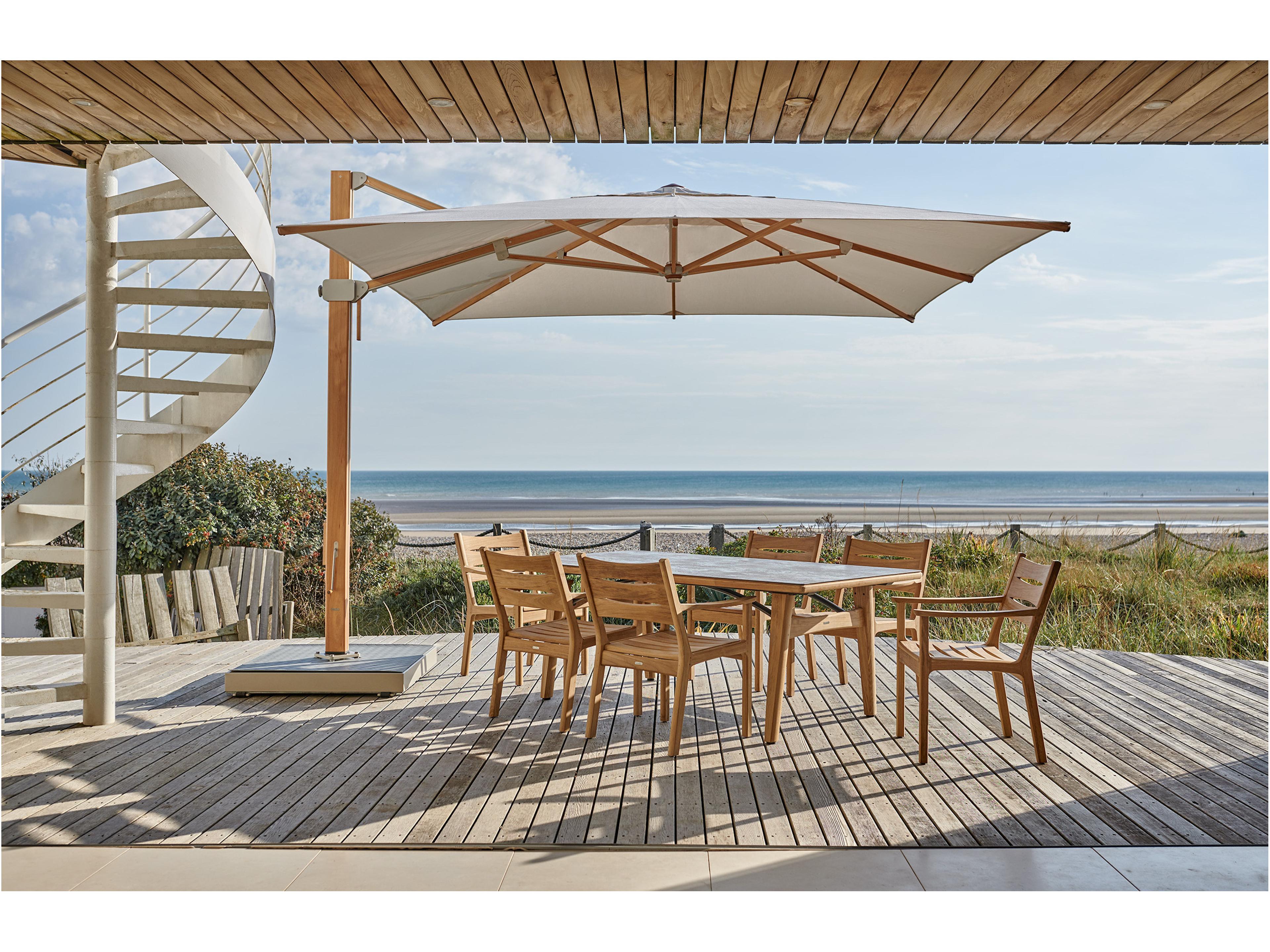 Barlow Tyrie Monterey Dining Table Natural Teak Oxide Ceramic No Umbrella Hole 79"W x 39"D x 29"H