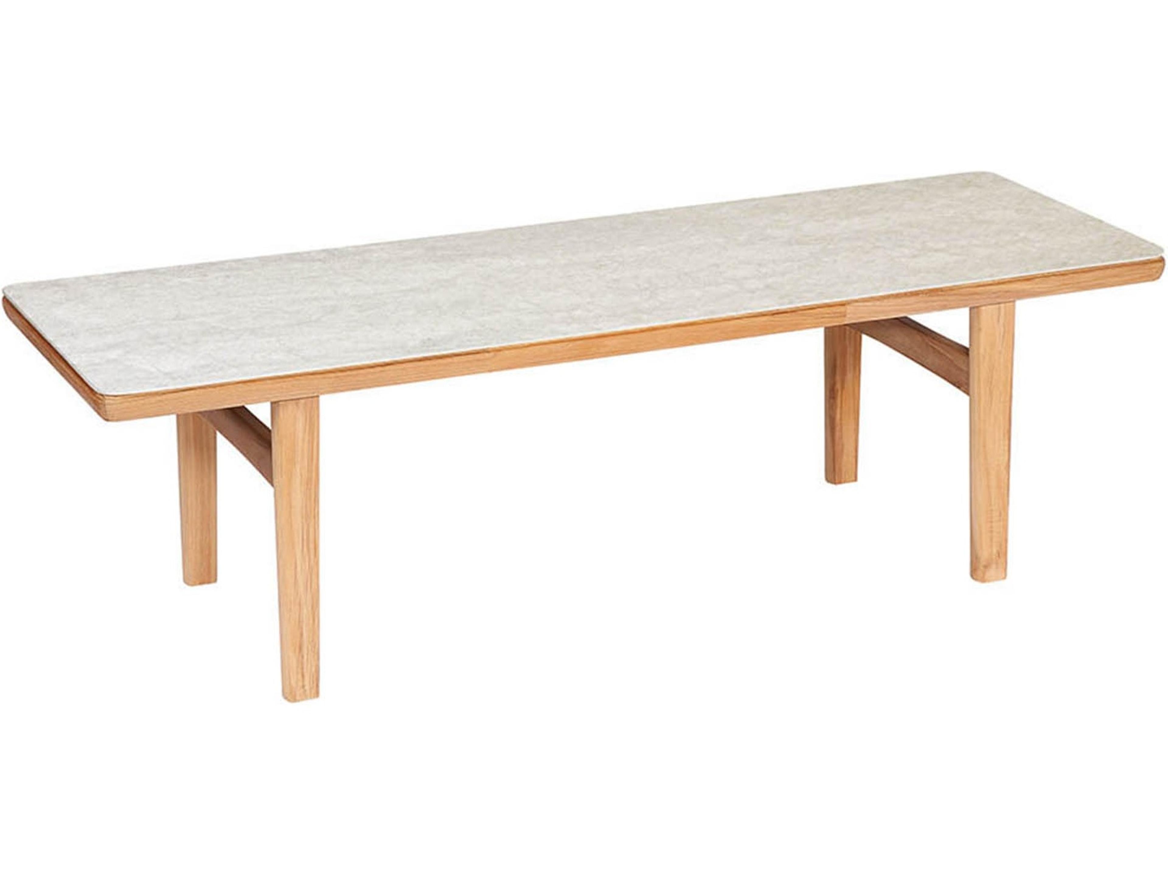 Monterey Coffee Table - Natural Teak Frame - Frost Ceramic Top
