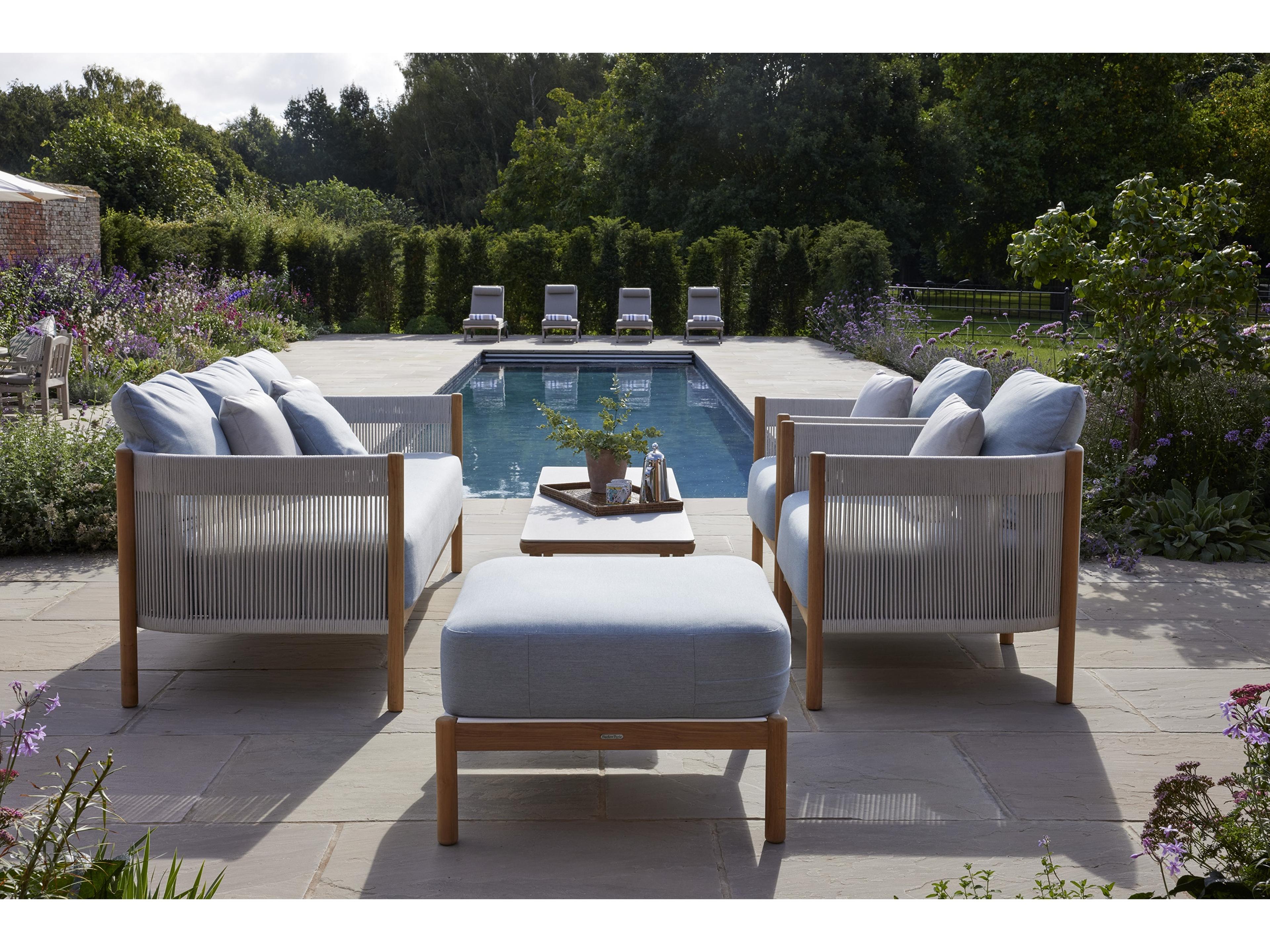 Barlow Tyrie Monterey Coffee Table - Natural Teak Frame - Frost Ceramic Top