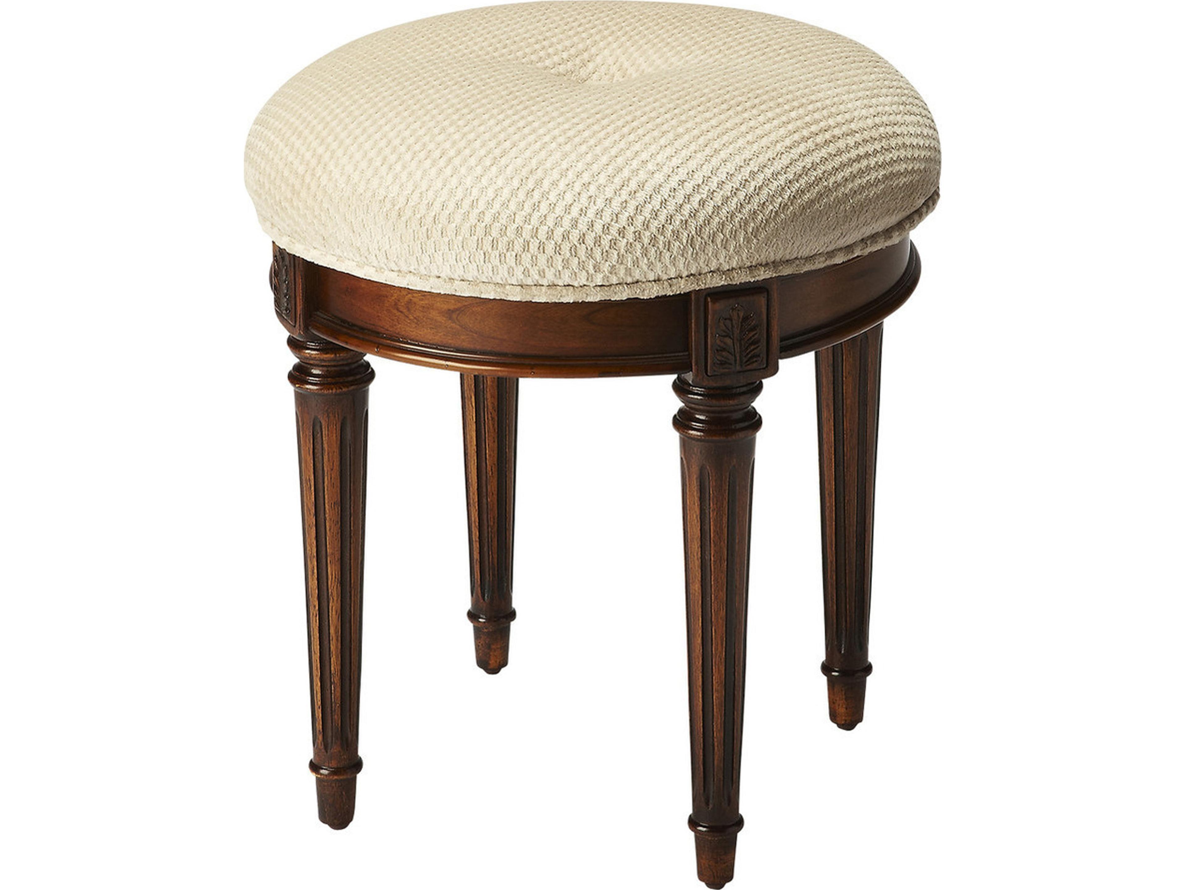 Bernadette Olive Ash Brown Upholstered Vanity Stool