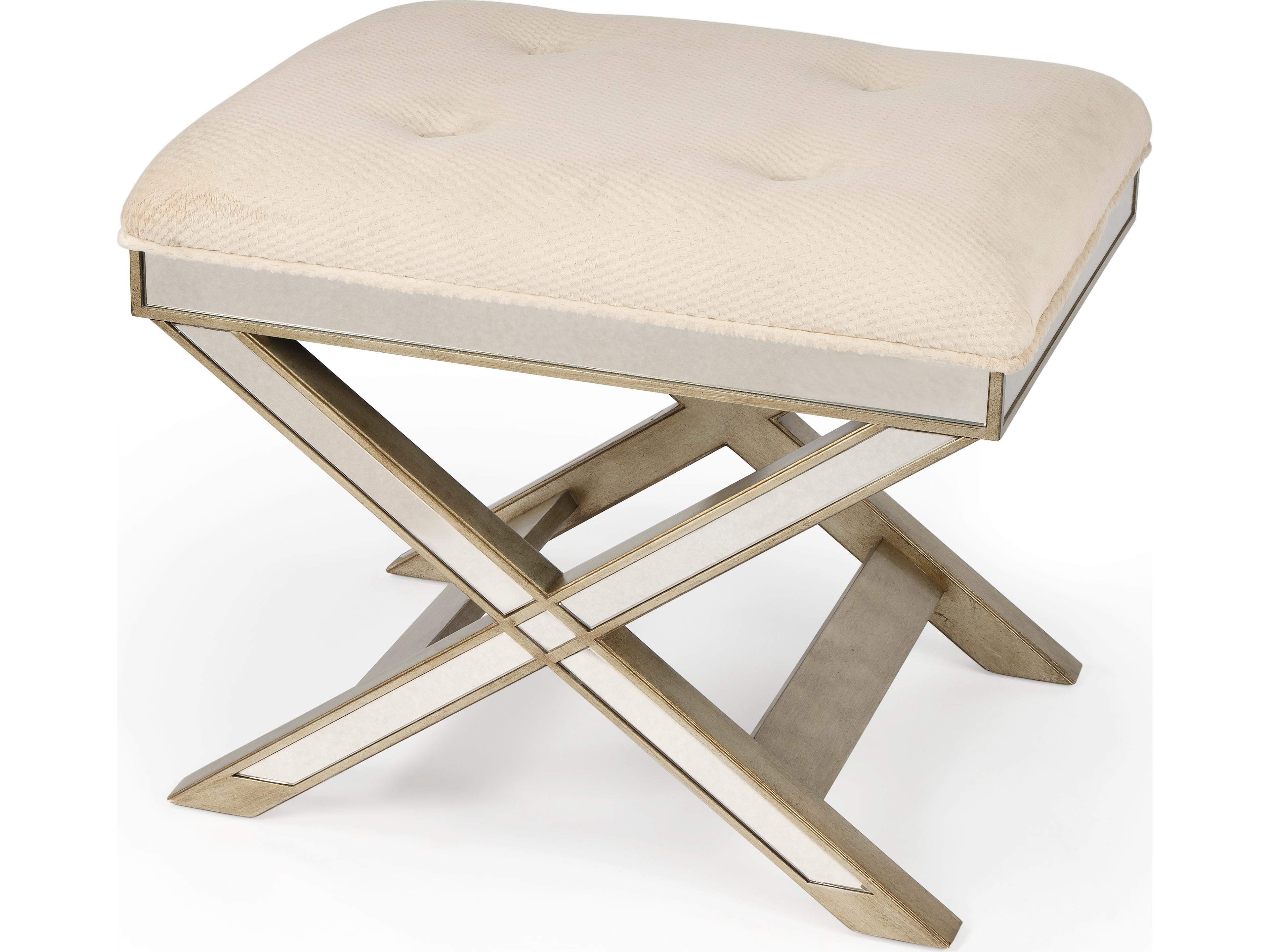 Butler Marlo Mirror Beige Upholstered Vanity Stool