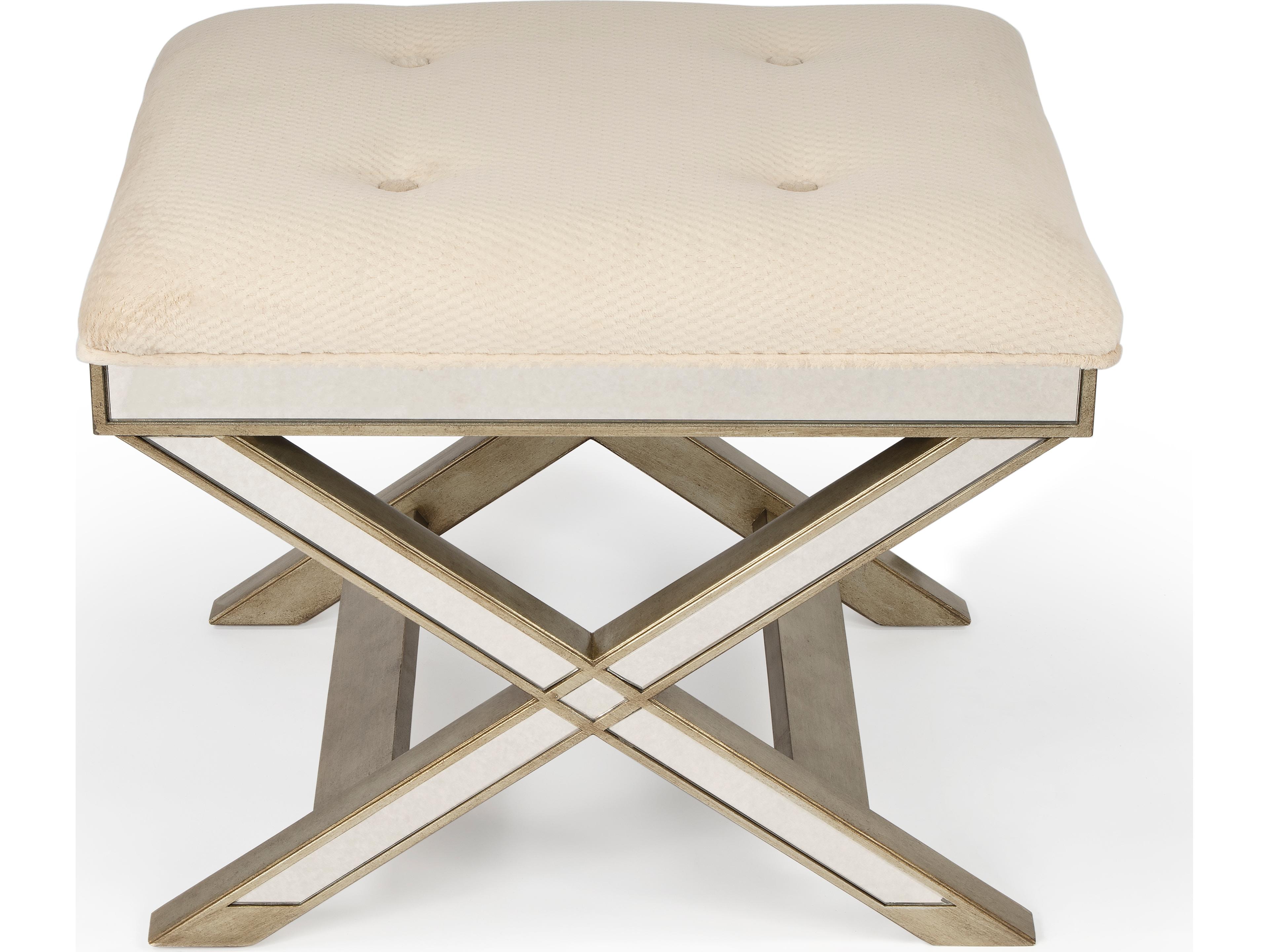 Butler Marlo Mirror Beige Upholstered Vanity Stool