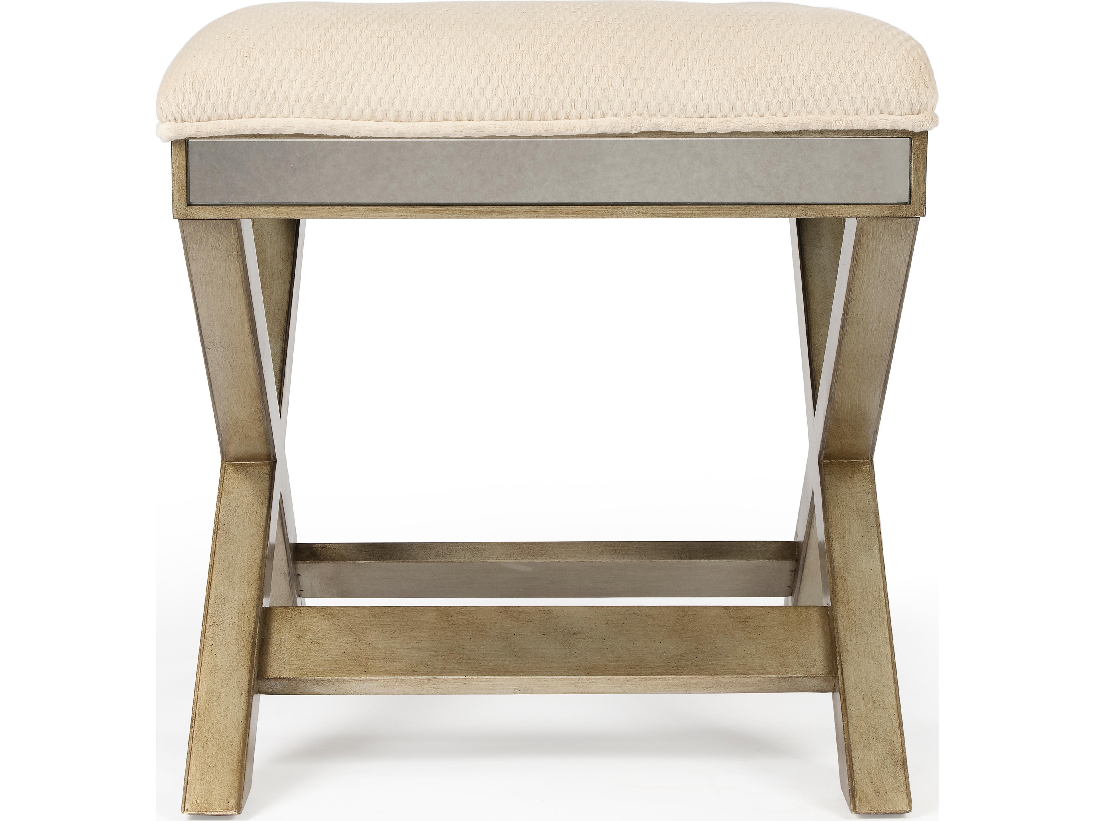 Butler Marlo Mirror Beige Upholstered Vanity Stool