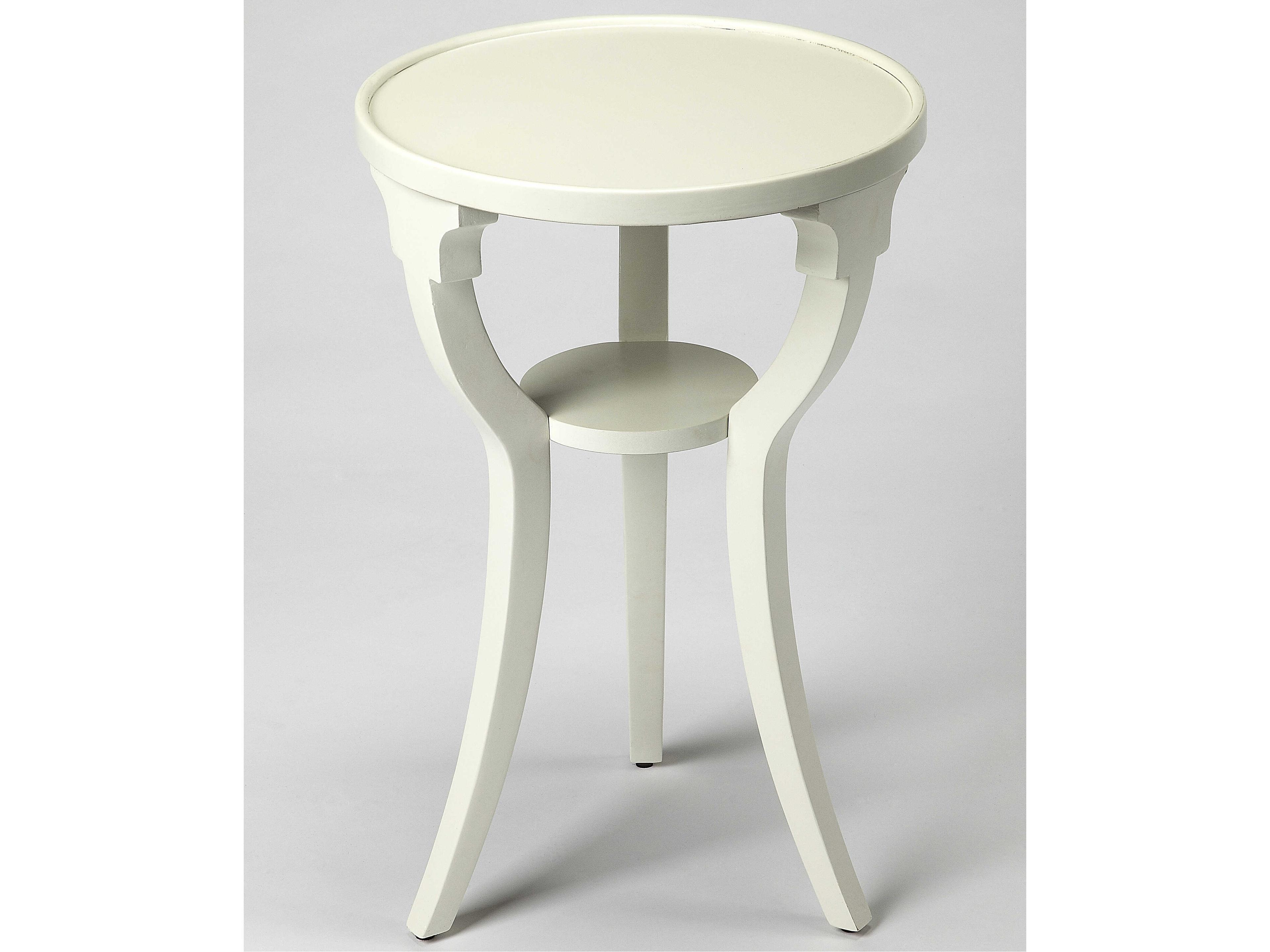 Dalton Round Wood Cottage White End Table