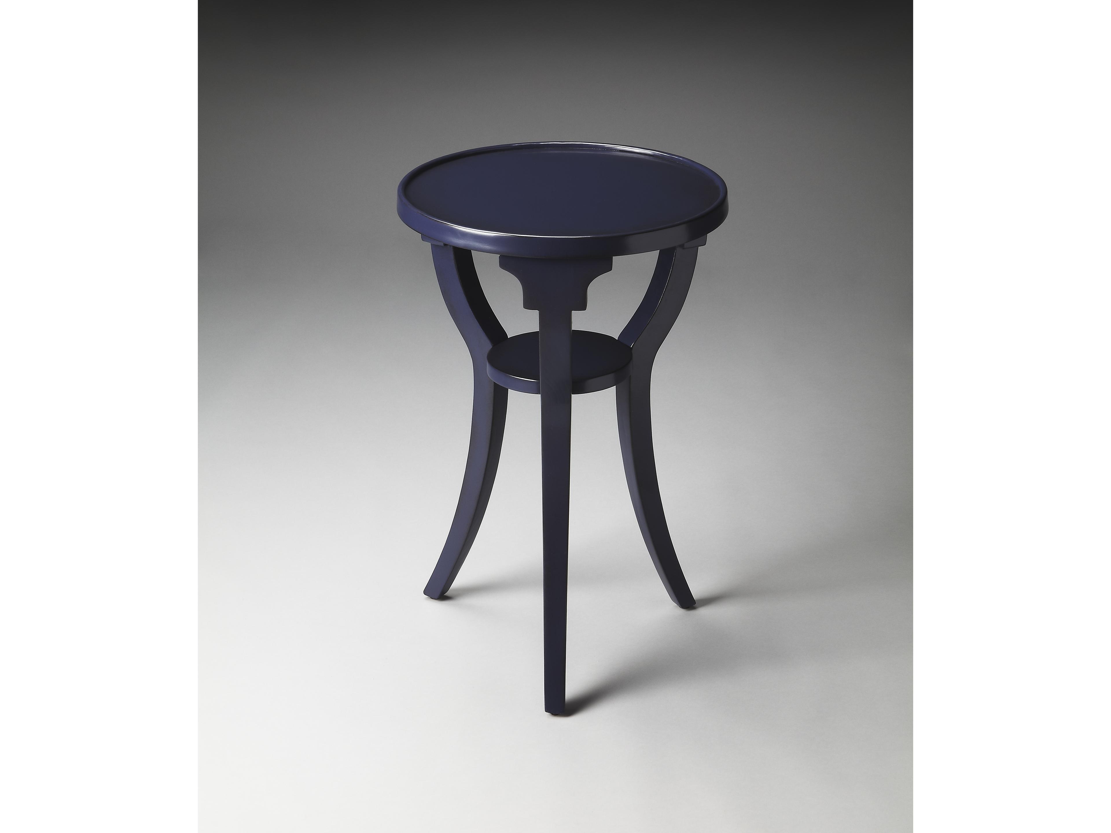 Butler Dalton Round Wood Blue End Table