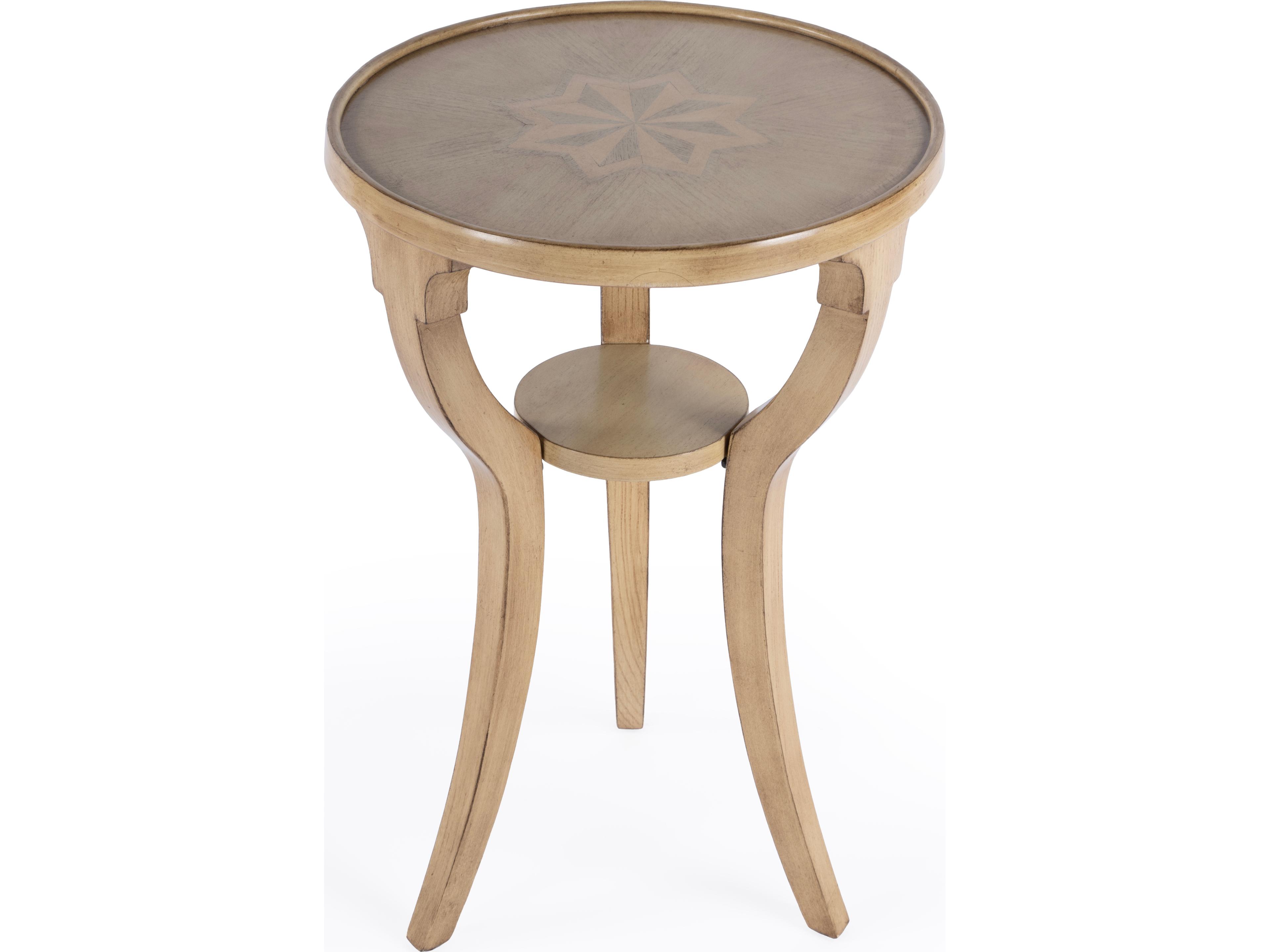 Dalton Round Wood Antique Beige End Table