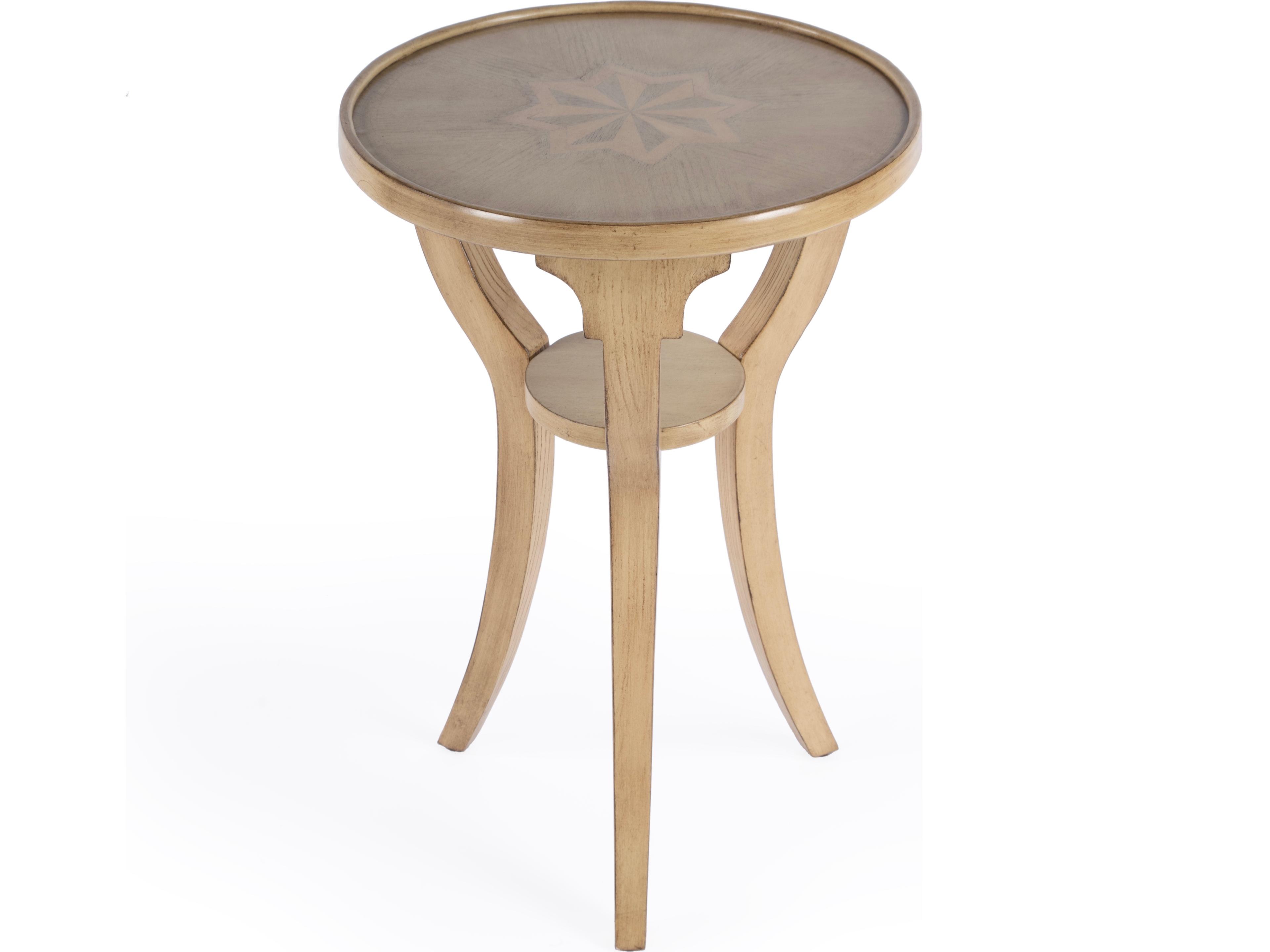 Butler Dalton Round Wood Antique Beige End Table